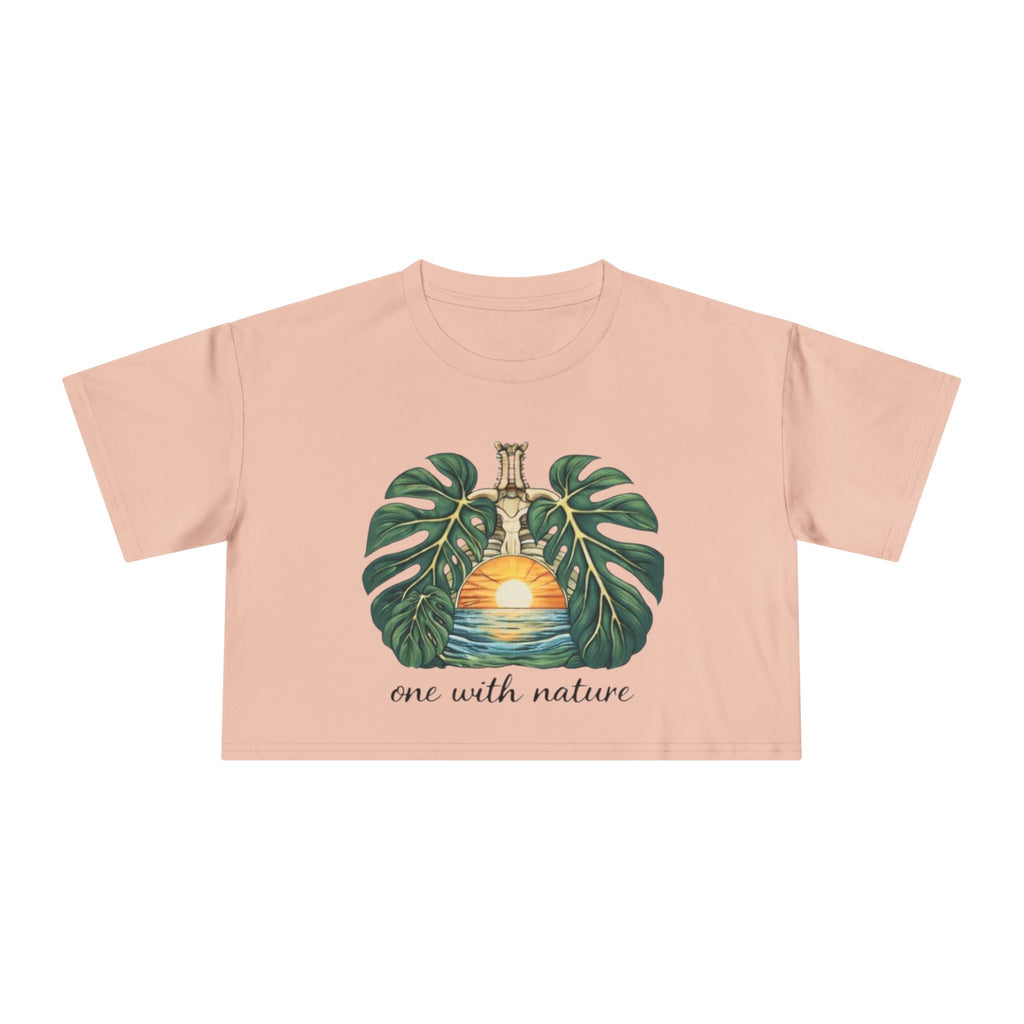 One With Nature Crop Tee | Botanical Sunset Womens Cropped T-Shirt