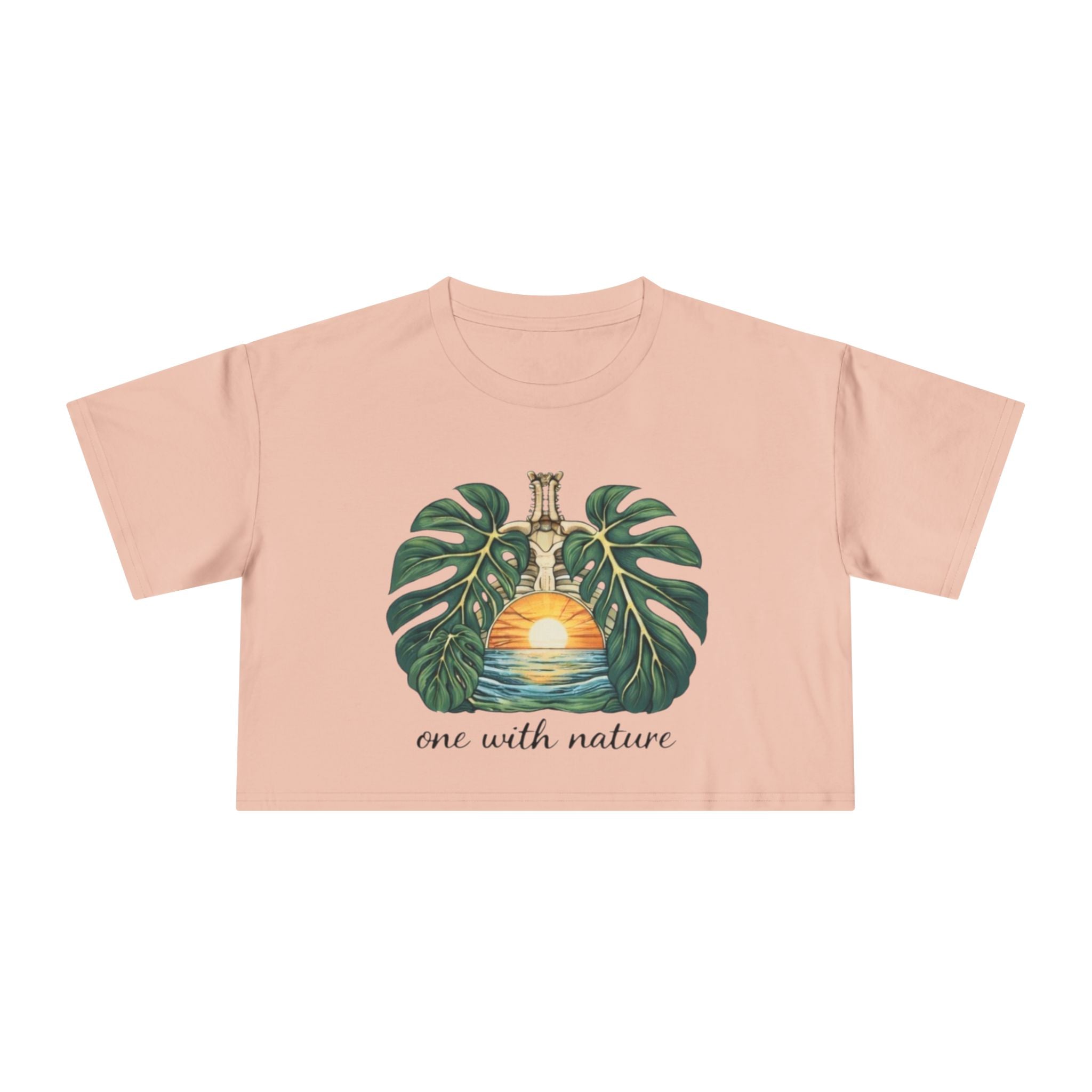 One With Nature Crop Tee | Botanical Sunset Womens Cropped T-Shirt