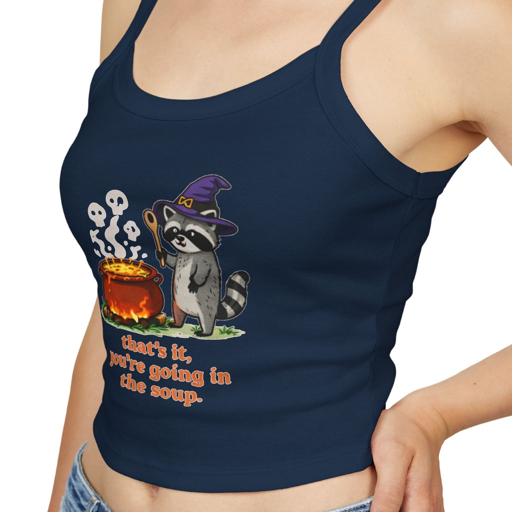 Witch Raccoon Tank Top | "Thats It, Youre Going in the Soup" Cute Halloween Crop