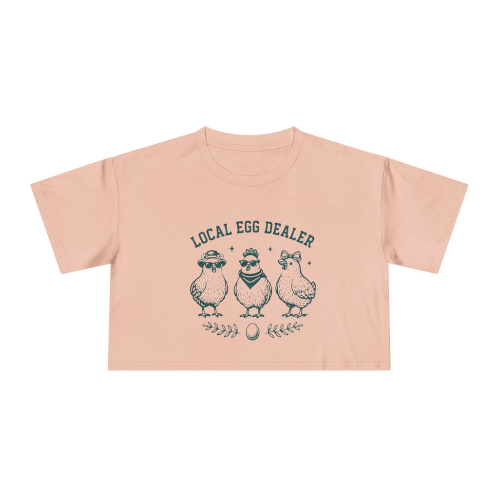 Crop Tee | "Local Egg Dealer" Cute Chickens Graphic for Farm Girl