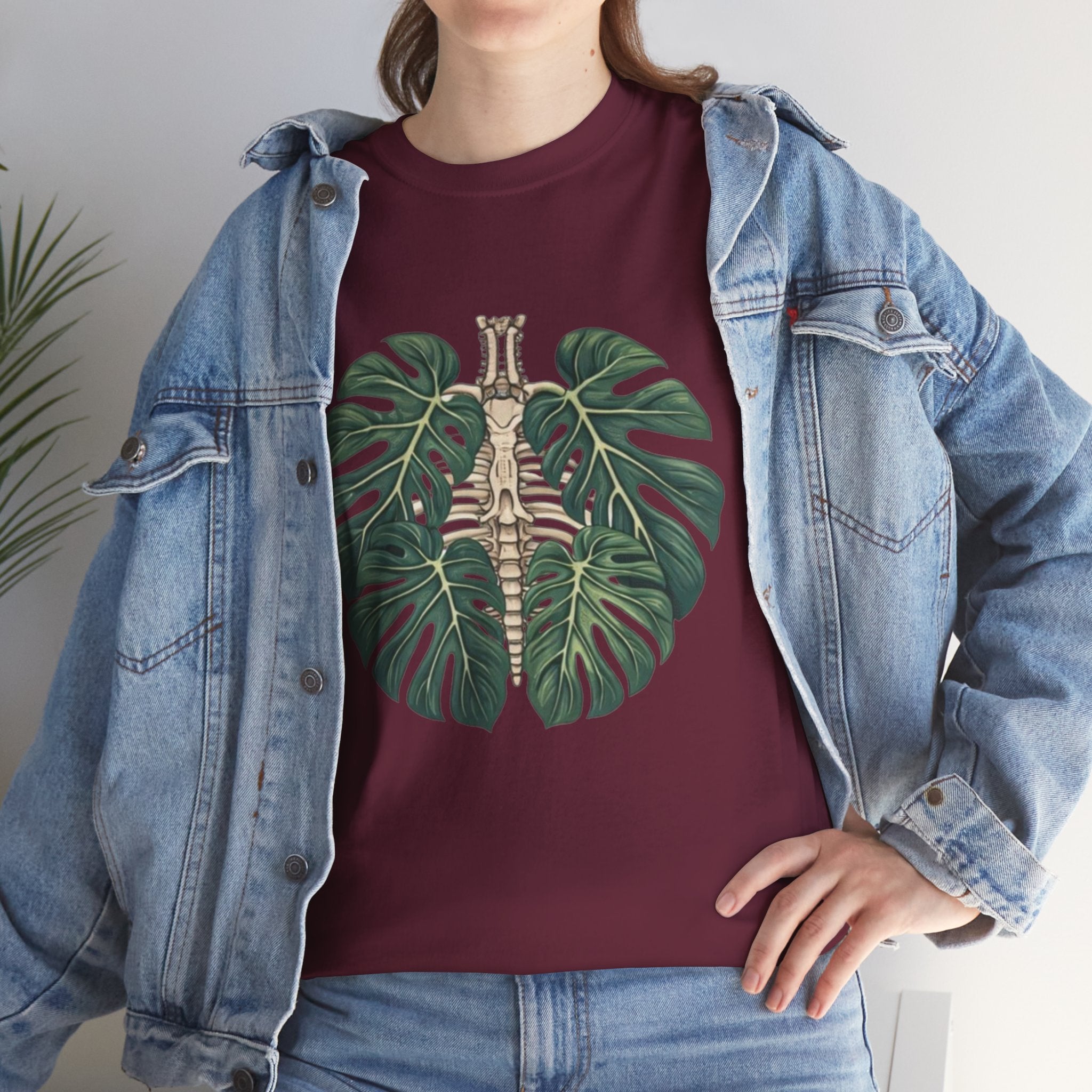 T-Shirt | Tropical Monstera with Brass Skull Botanical Graphic