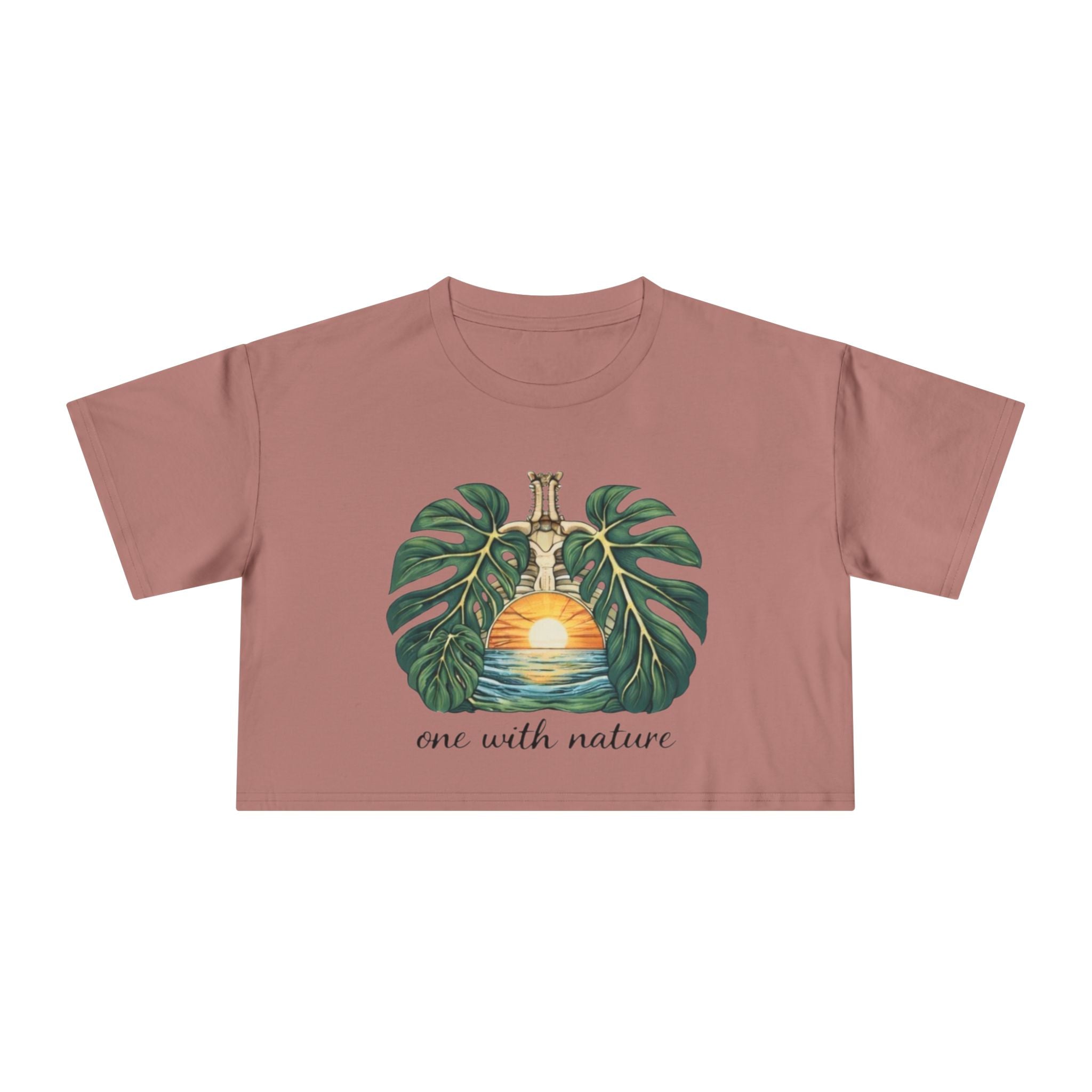 One With Nature Crop Tee | Botanical Sunset Womens Cropped T-Shirt