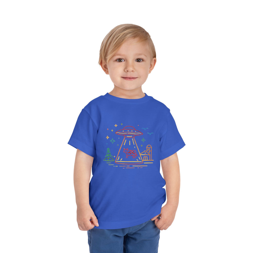 Toddler Tee | Cute Pastel UFO Cow Abduction Graphic