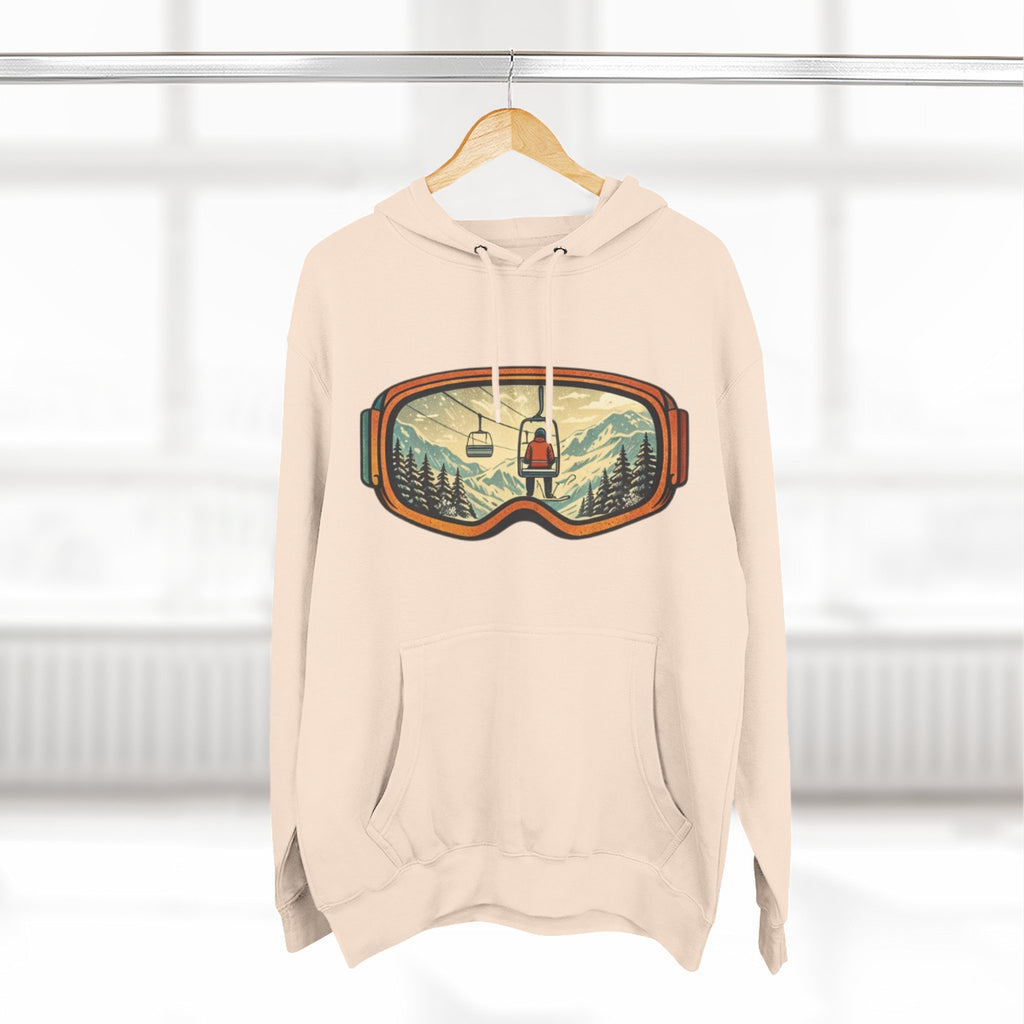 Ski Goggles Graphic Hoodie | Mountain Lift Scene Pullover