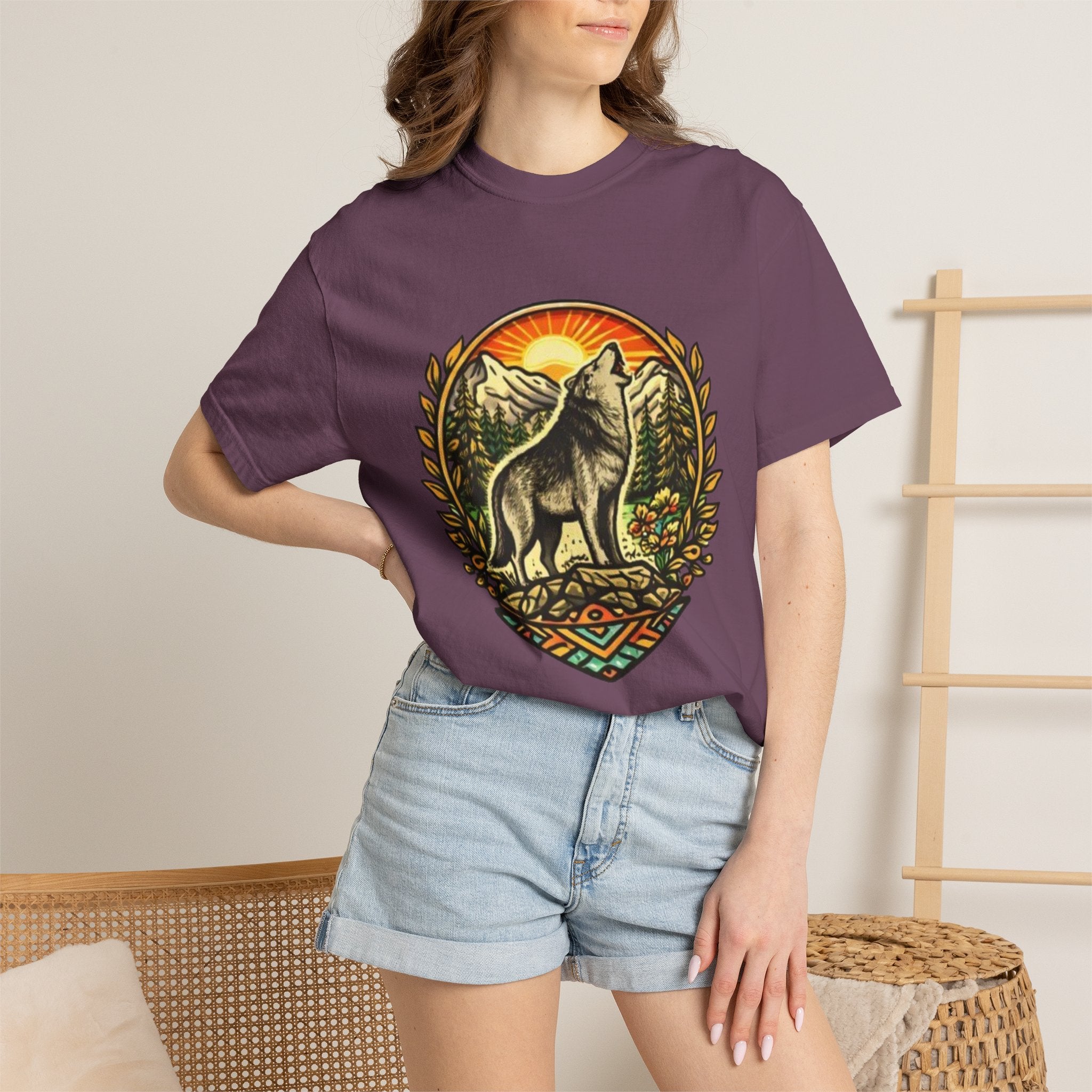 Wolf Howl Mountain T-Shirt | Vintage Nature Graphic Tee