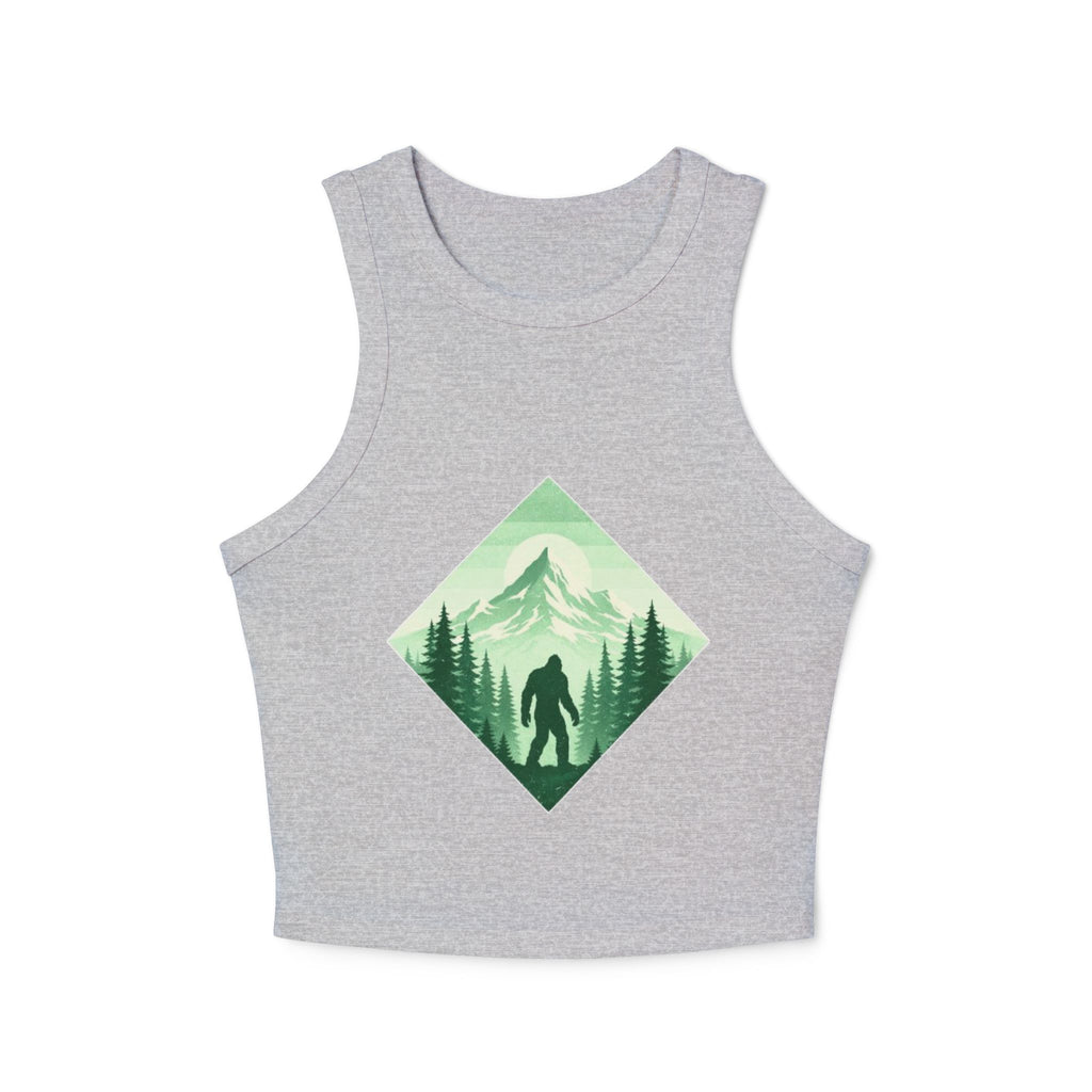 Womens Racer Tank Top | Green Mountain Bigfoot Nature Graphic