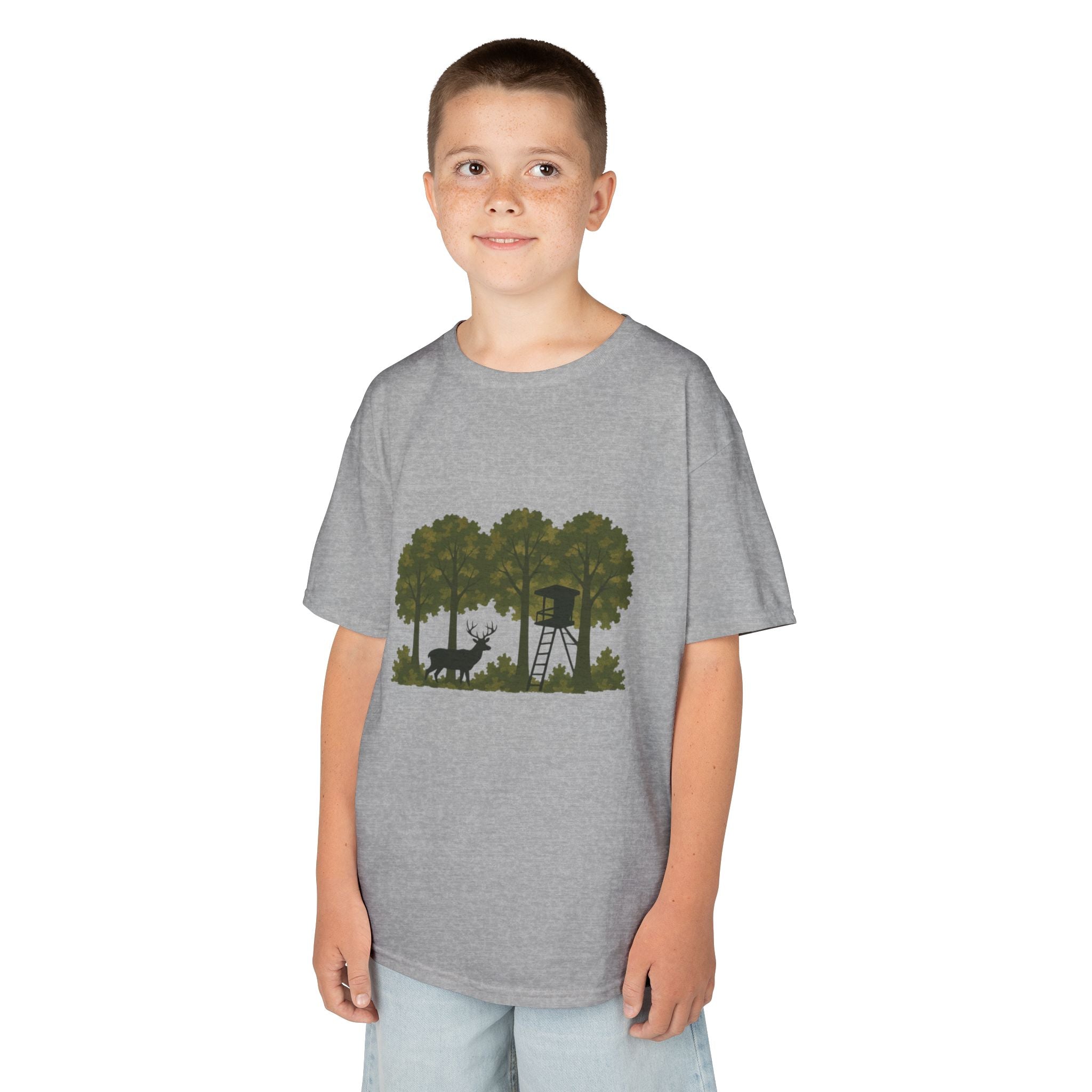 Kids Tee | Forest Deer & Hunting Stand Silhouette Shirt