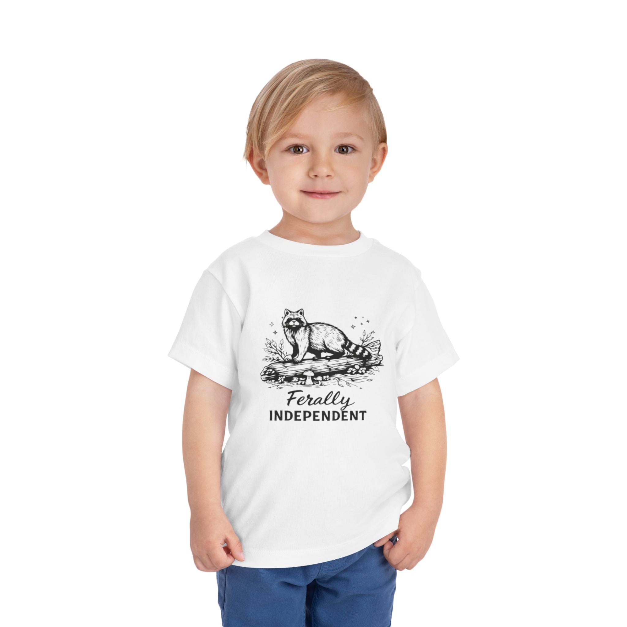 Toddler Tee | "Ferally Independent" Raccoon Graphic Kids Shirt