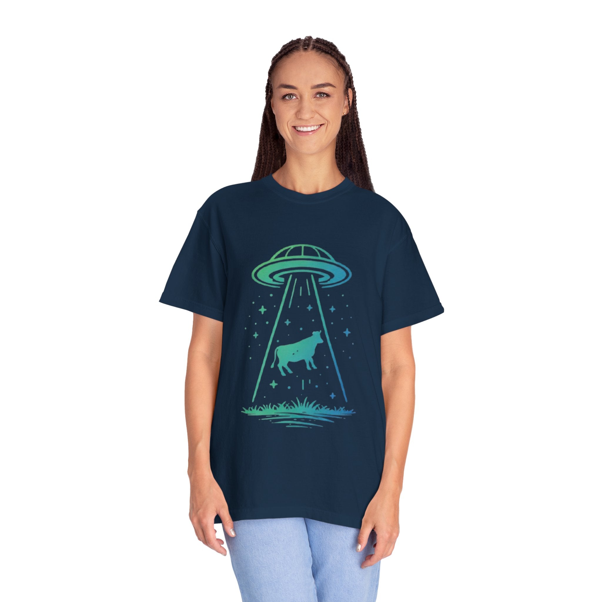 Cow Abduction UFO T-Shirt | Alien Cow Beam Graphic Tee