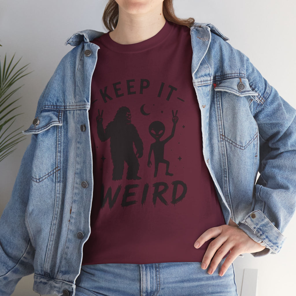 Keep It Weird Tee | Bigfoot & Alien Graphic T-Shirt