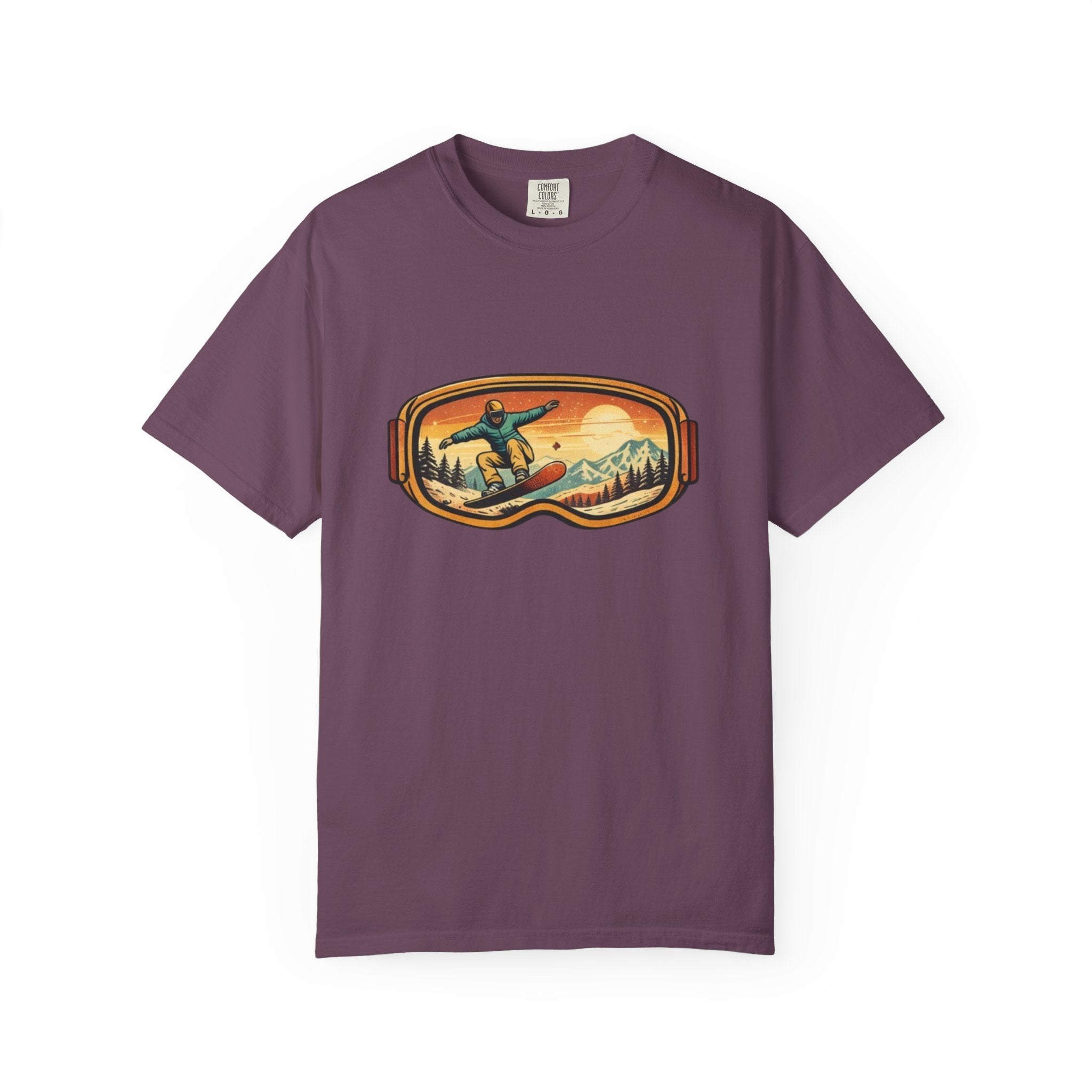 Snowboard Goggles Graphic T-Shirt | Retro Mountain Snowboarding Tee