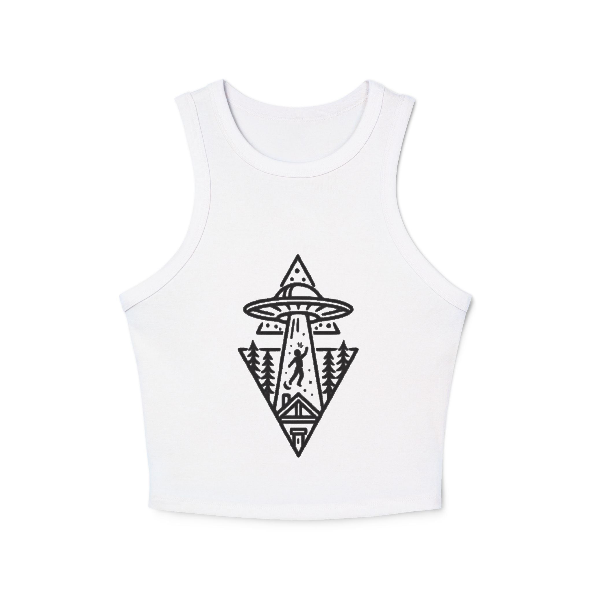 UFO Cow Abduction Racer Tank | Womens Crop Tank Top