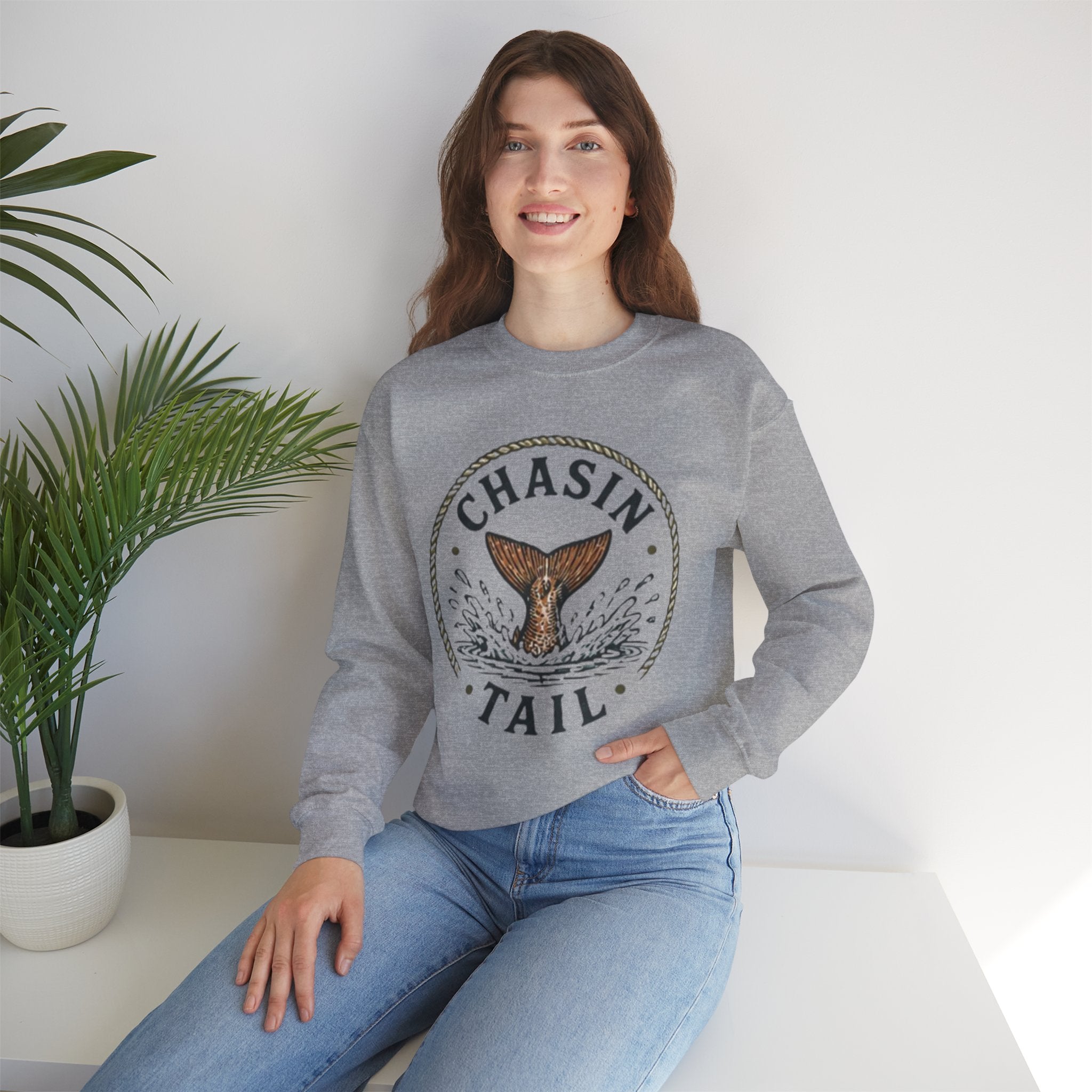 Crewneck Sweatshirt | "Chasin Tail" Fish Tail Graphic