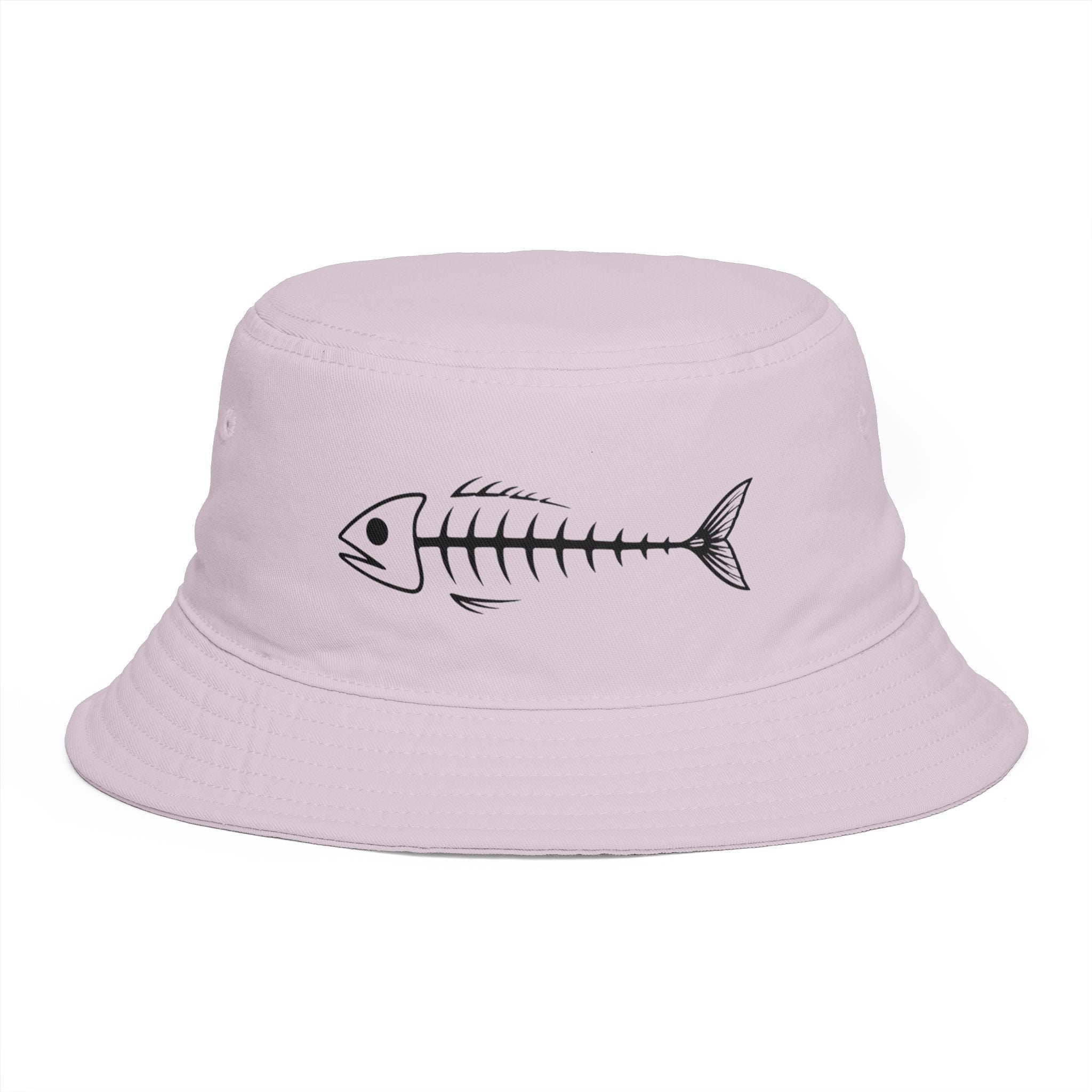 Bucket Hat | Minimal Fish Skeleton Graphic Sun Hat for Beach & Fishing
