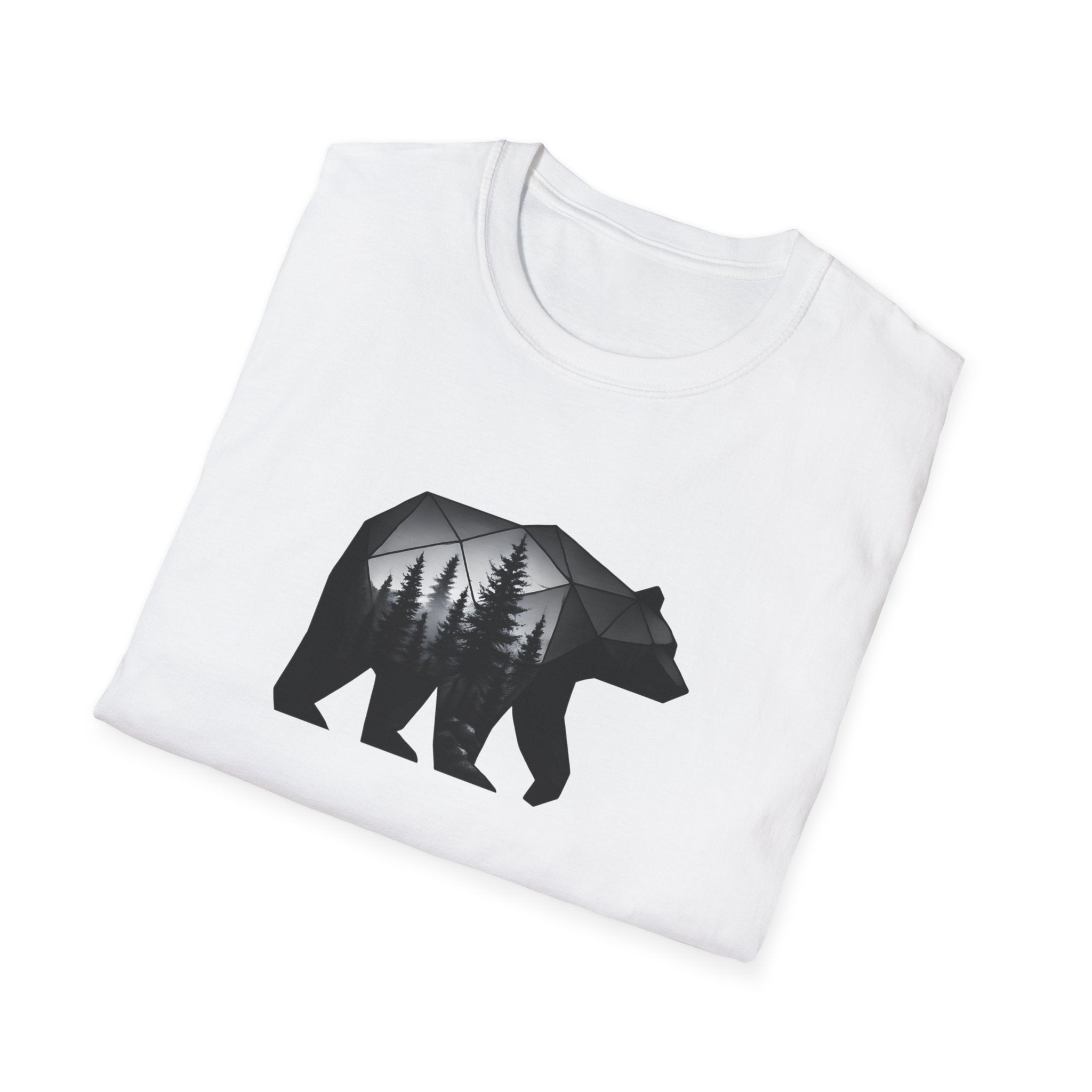Geometric Bear Forest T-Shirt | Modern Nature Graphic Tee