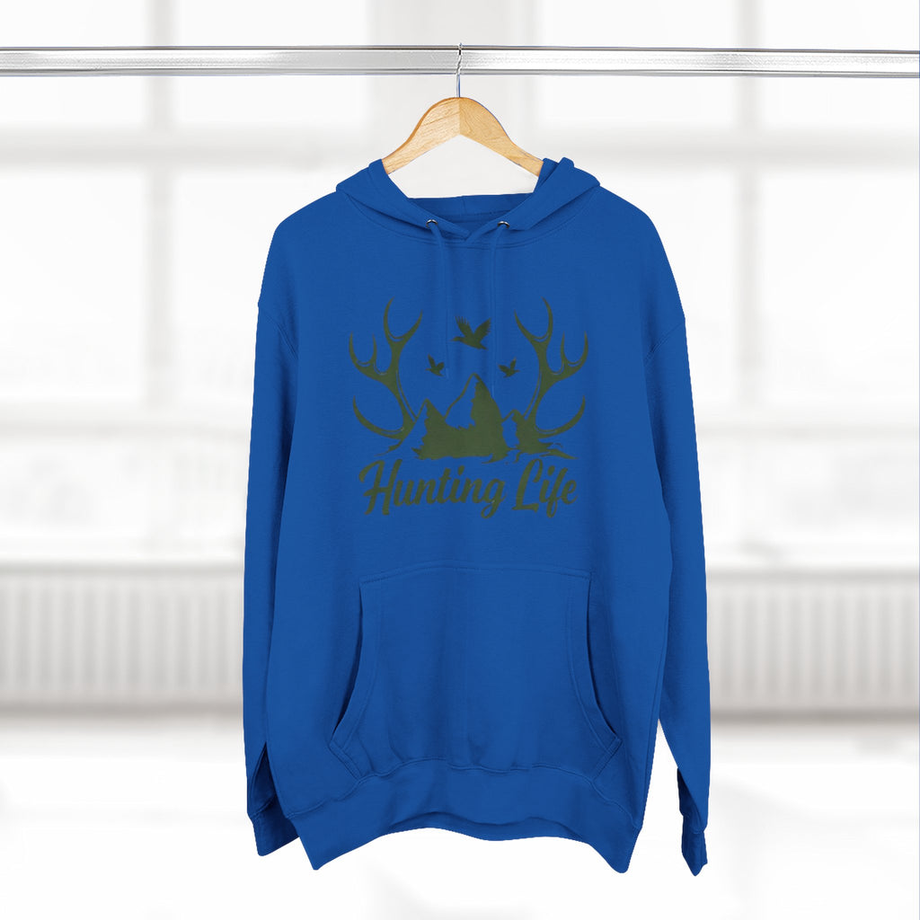 Hunting Life Hoodie | Antler Mountain & Birds Outdoor Hunting Hooded Sweatshirt