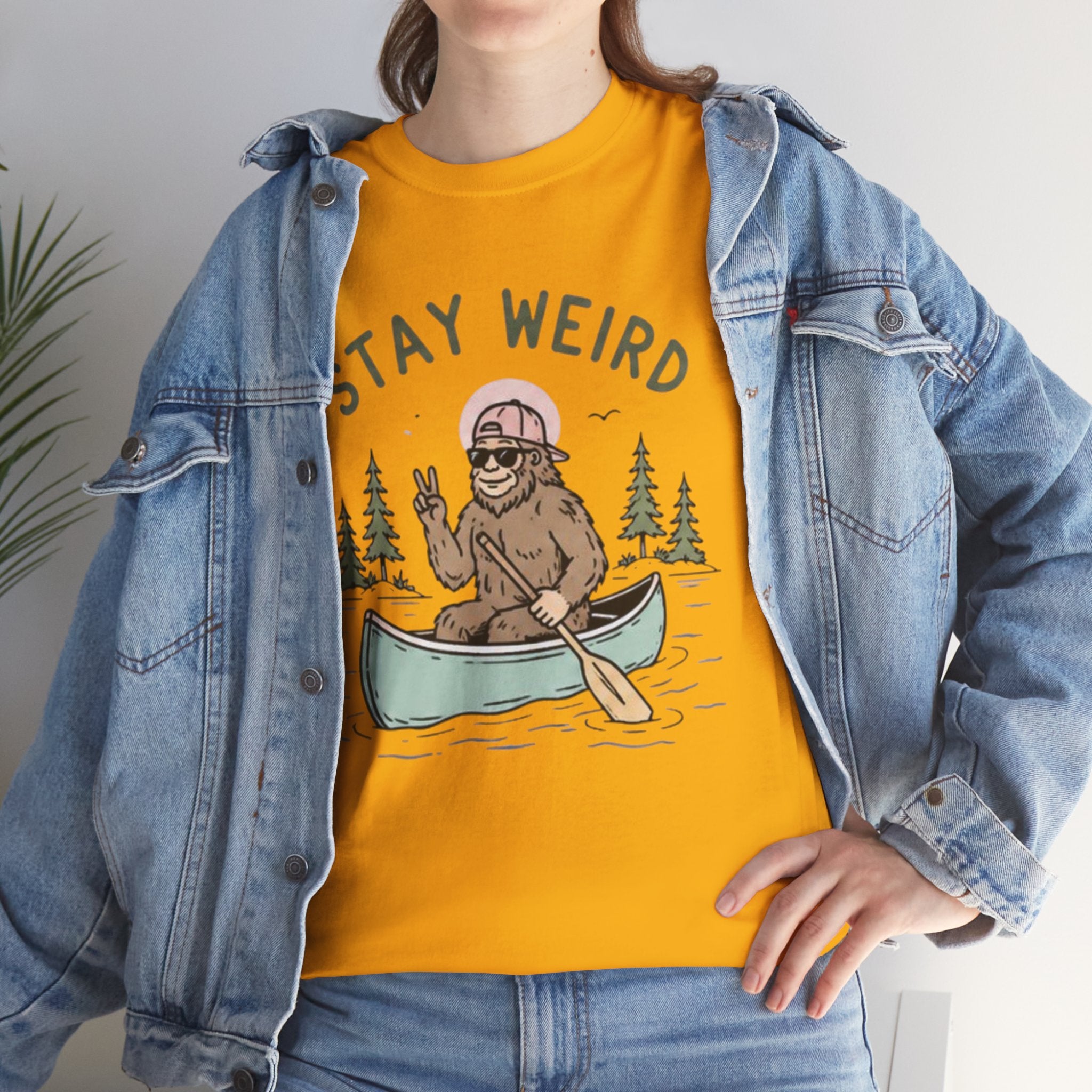 Stay Weird Canoe Tee | Funny Bigfoot Camping T-Shirt
