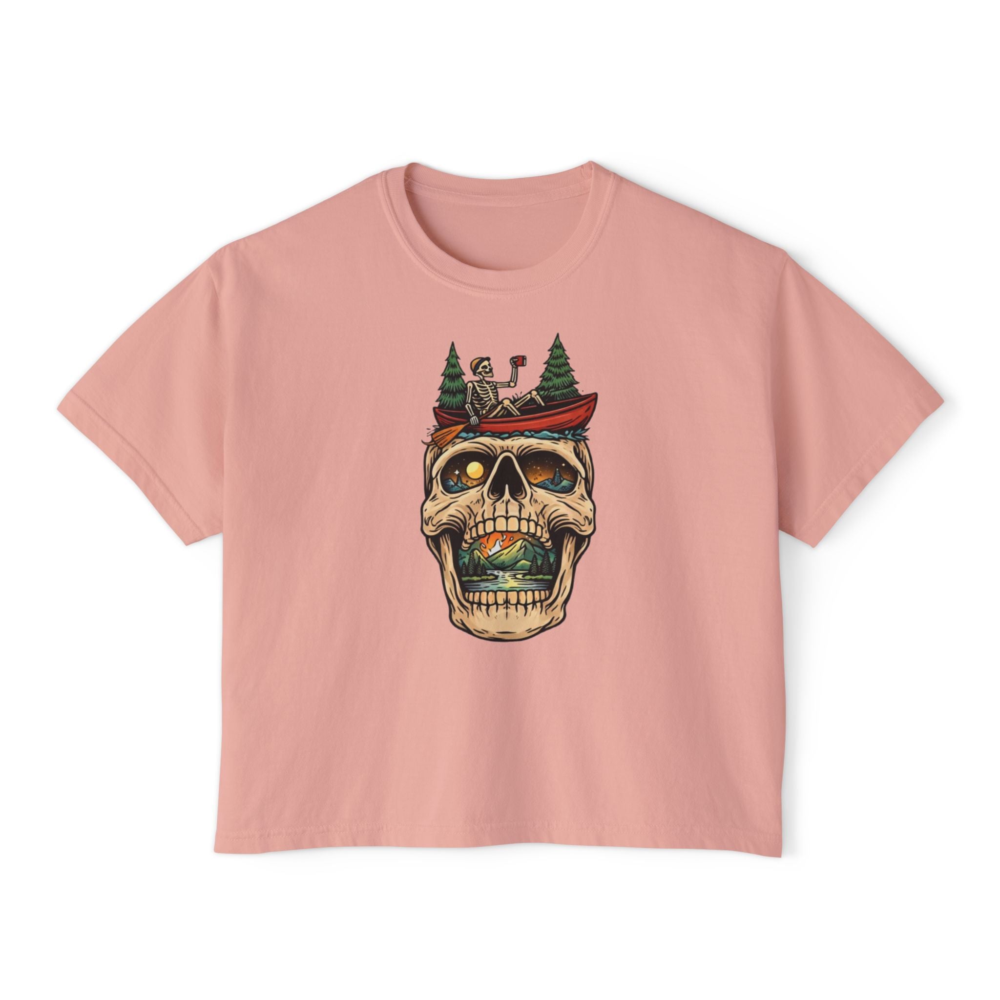Skull Canoe Graphic Tee | Adventure Outdoors Women's Boxy T-Shirt