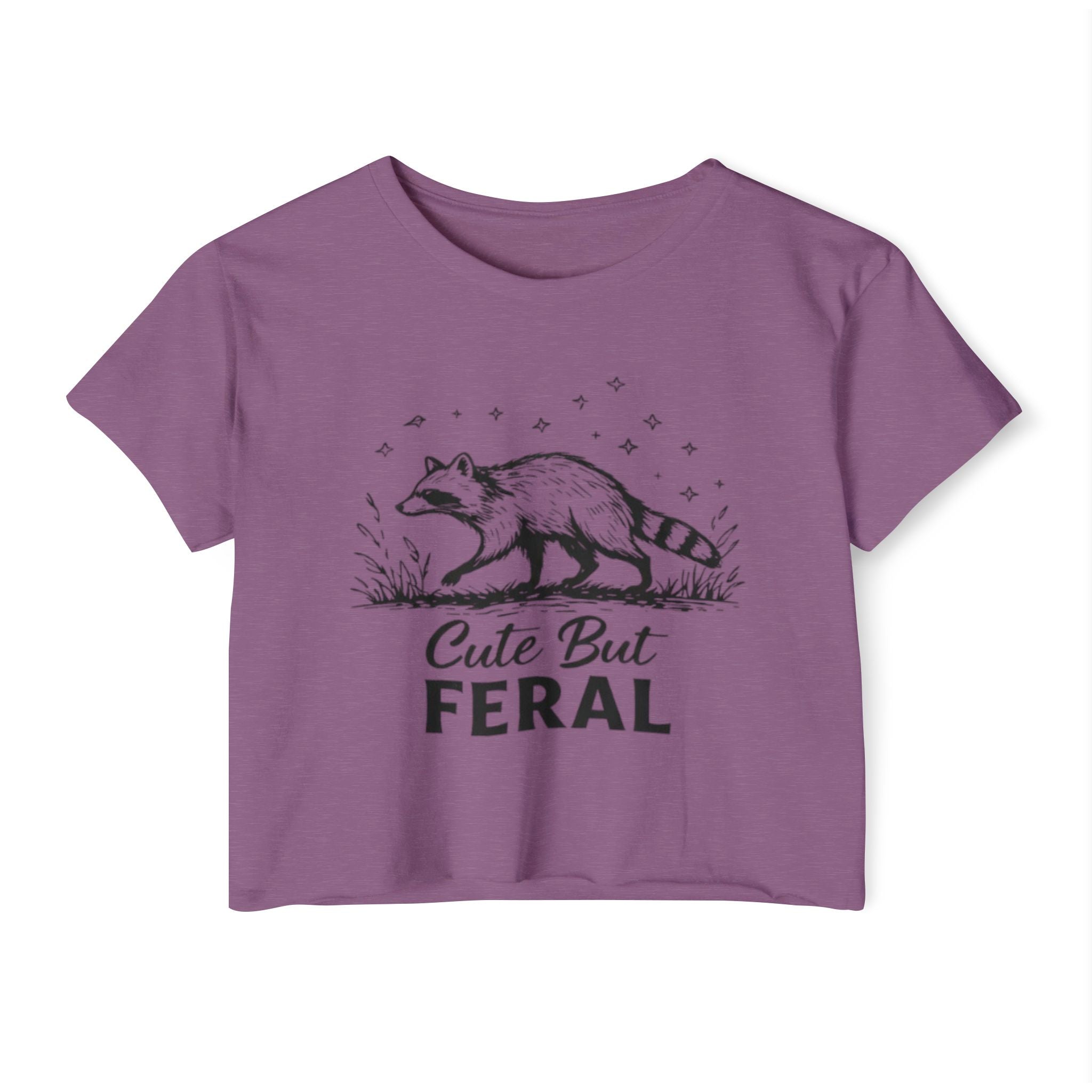 Cute But Feral Raccoon Crop Top | Womens Festival Graphic Tee