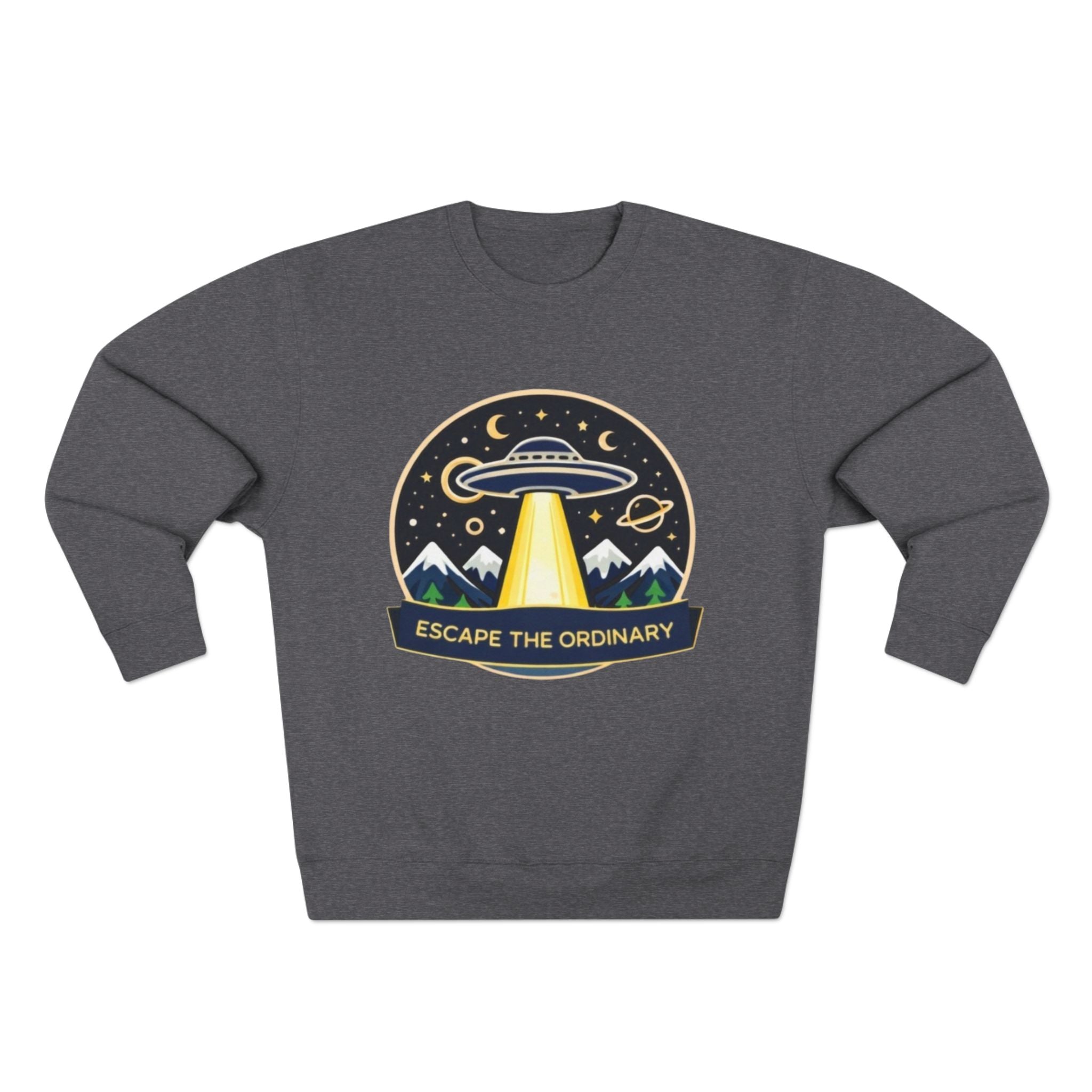 Escape the Ordinary Crewneck Sweatshirt | UFO Adventure Graphic Sweatshirt