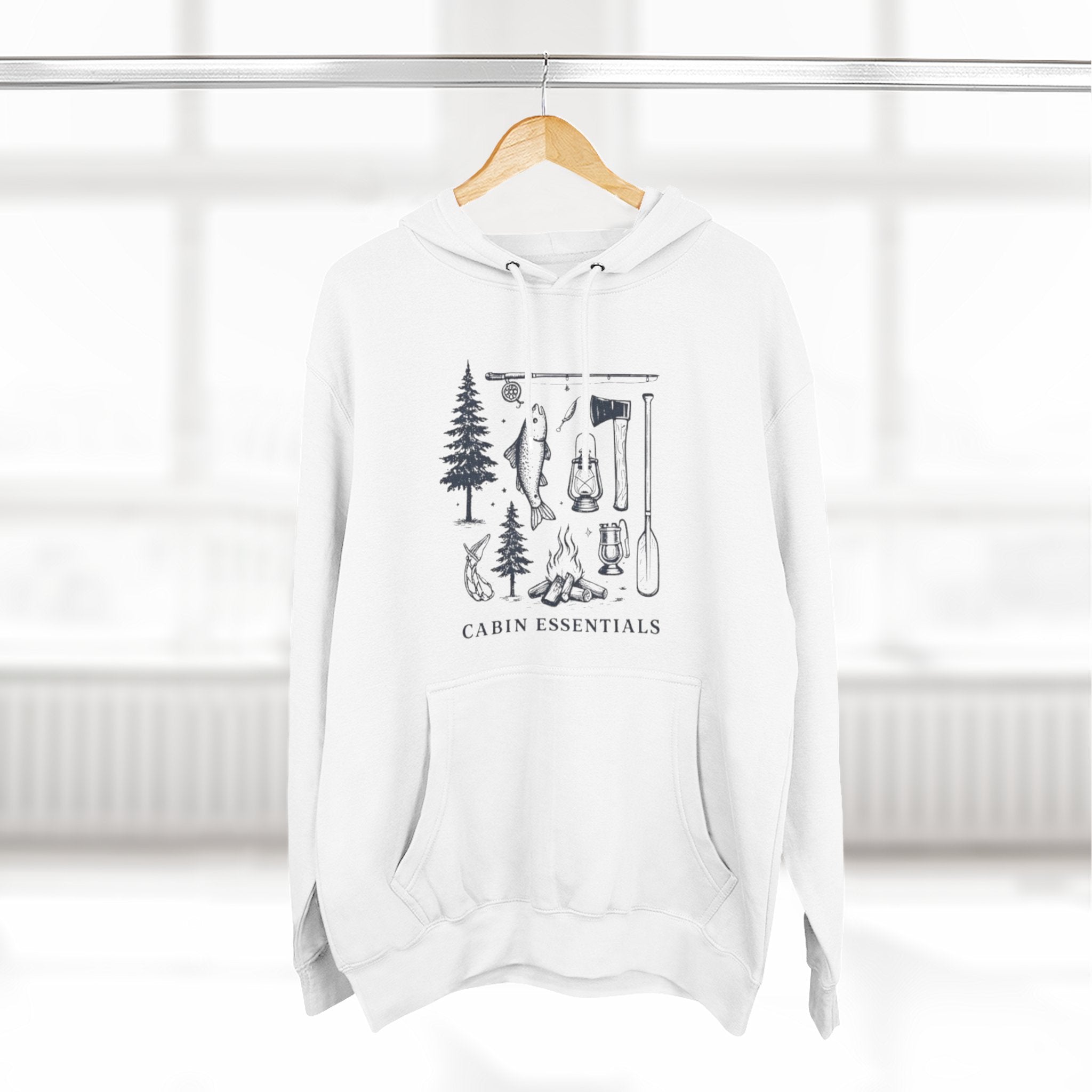 Cabin Essentials Hoodie | Rustic Camping Gear Graphic Pullover