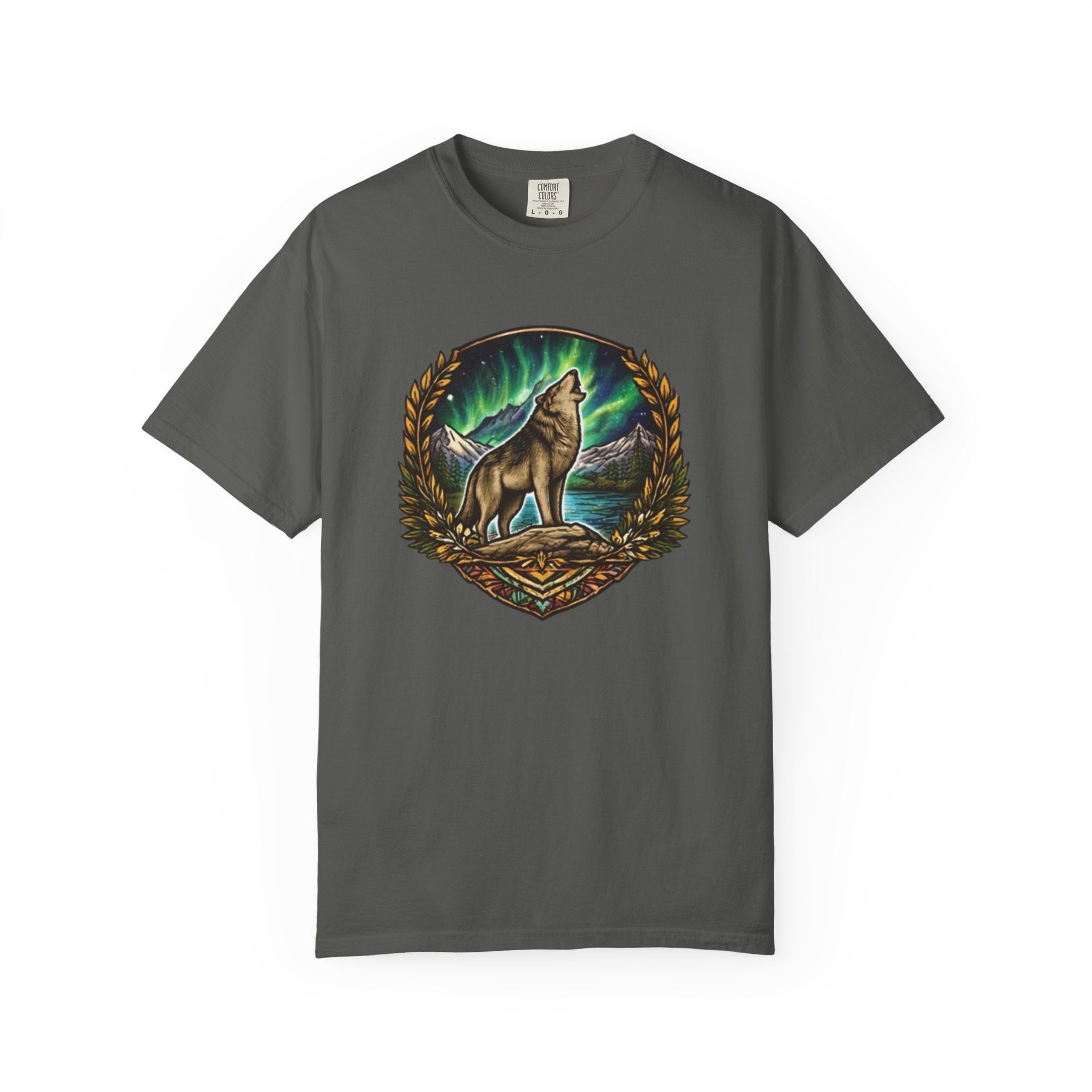 Wolf & Northern Lights T-Shirt | Howling Wolf Graphic Tee