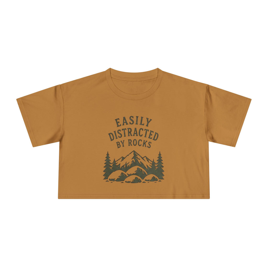 Crop Tee | "Easily Distracted by Rocks" Nature Crop Top for Rock Lovers