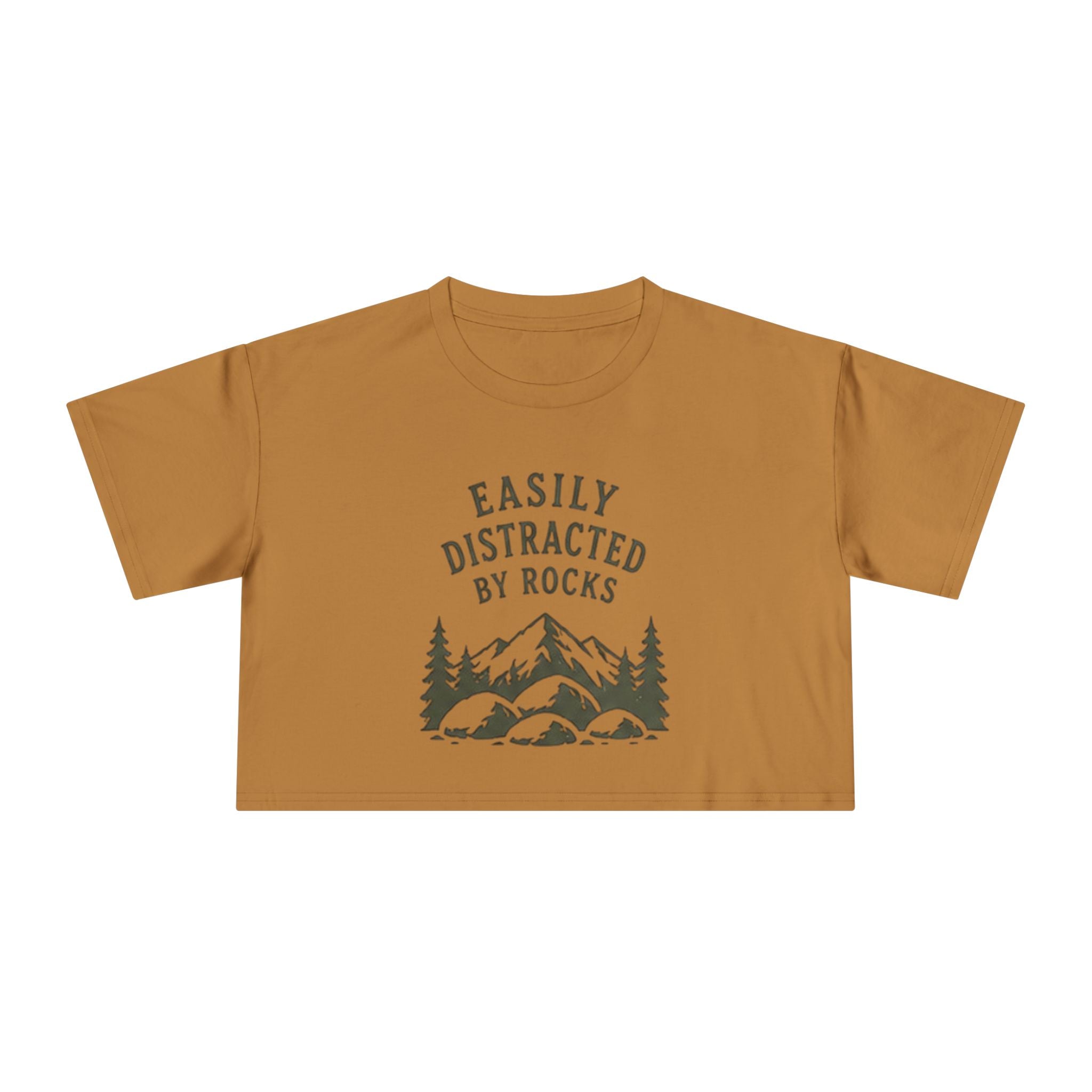 Crop Tee | "Easily Distracted by Rocks" Nature Crop Top for Rock Lovers