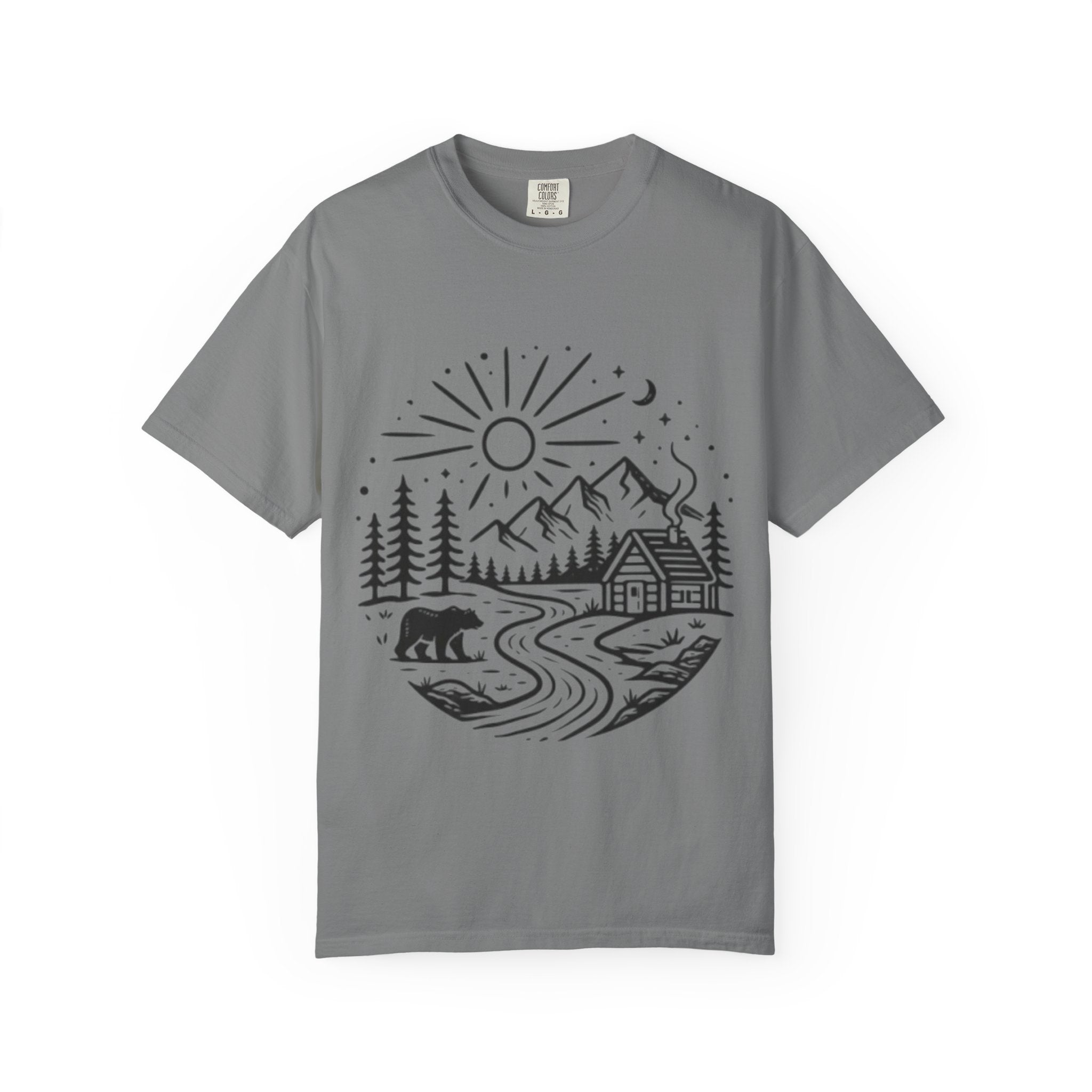 Cabin River Wilderness T-Shirt | Mountain, Bear & Forest Outdoor Tee