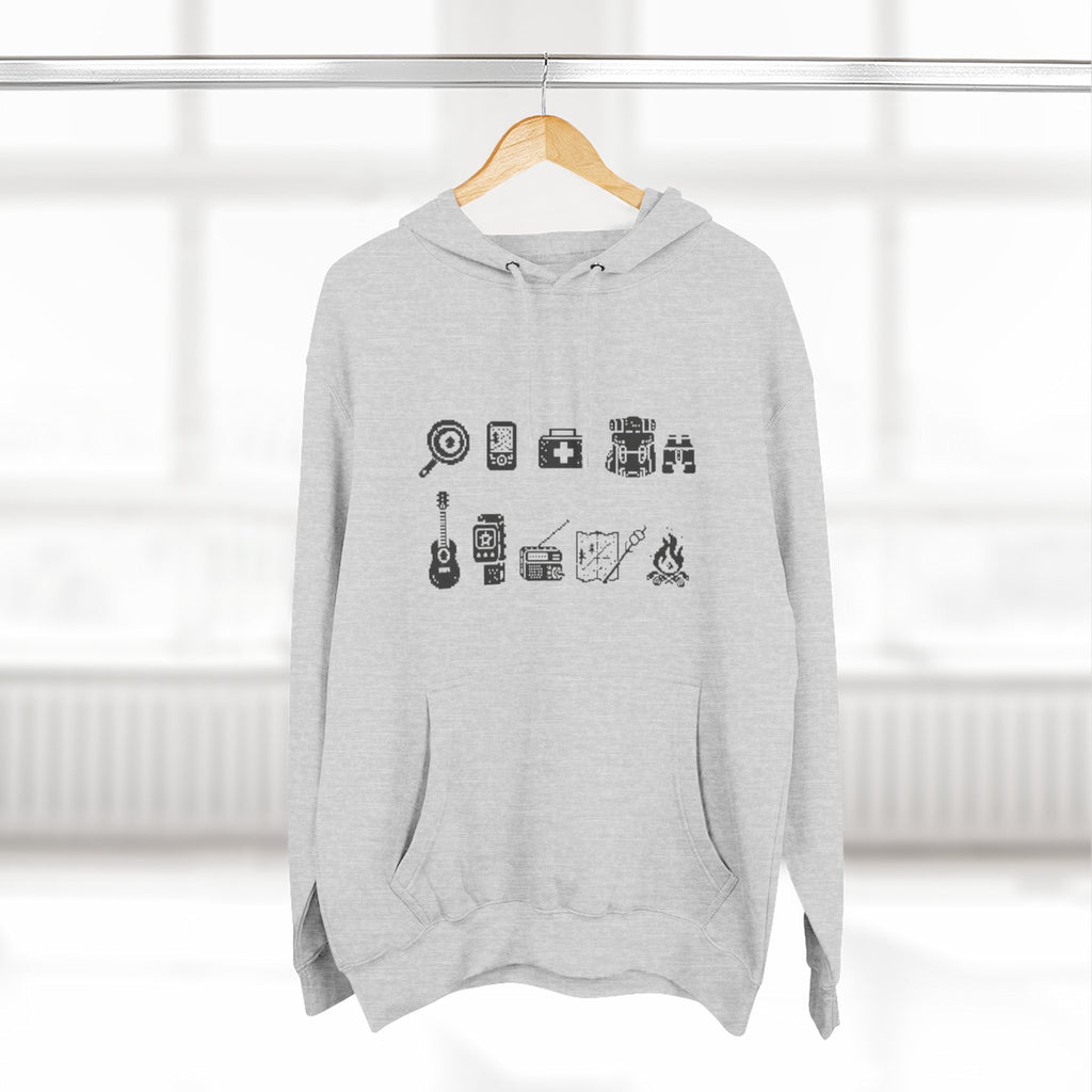 Minimalist Camping Essentials Hoodie | Three-Panel Fleece