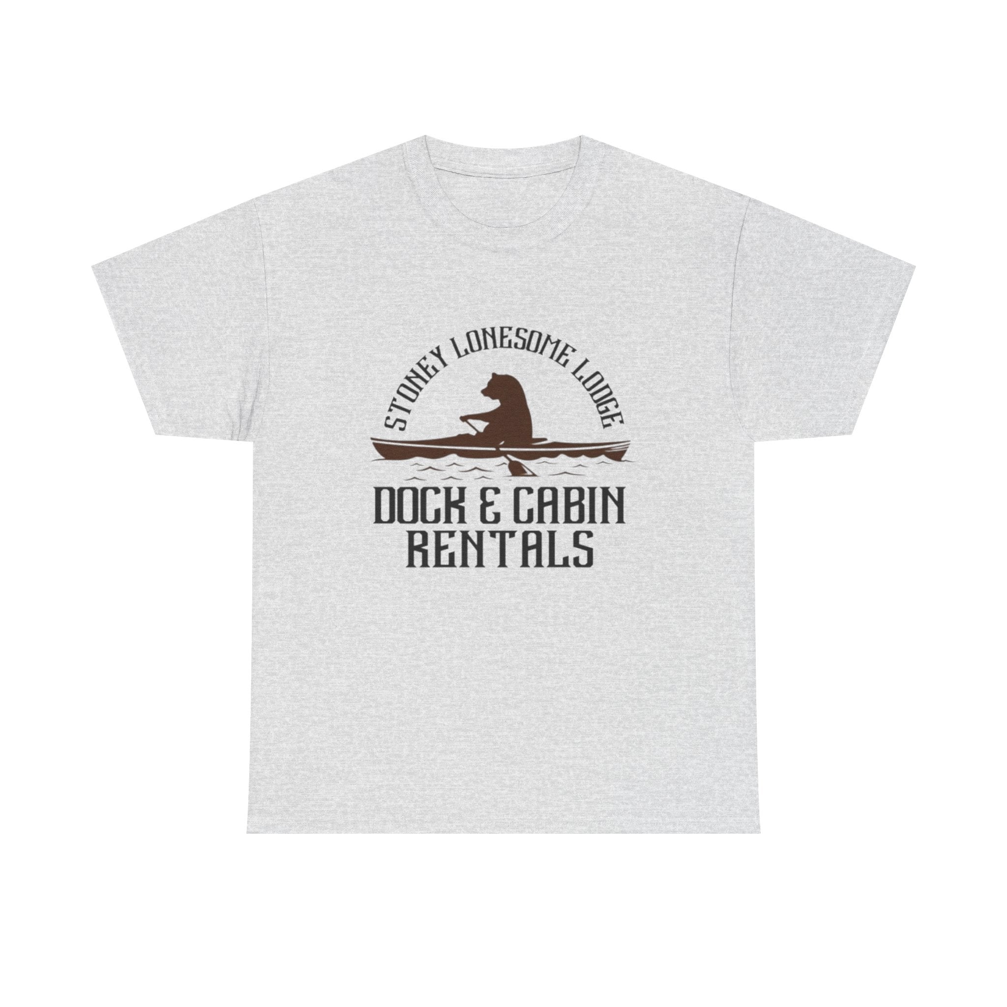 Dock & Cabin Rentals T-Shirt | Stoney Lonesome Lodge Fishing Logo Tee