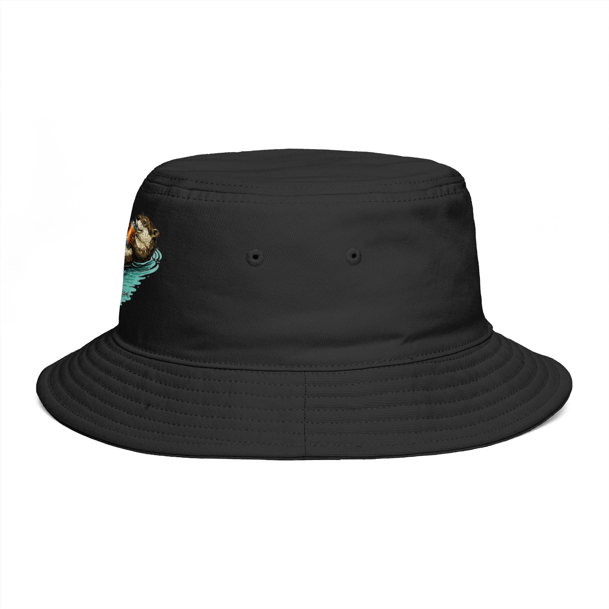 Otter Float Bucket Hat | Cute River Otter Relaxing on Water, Casual Outdoor Sun Hat