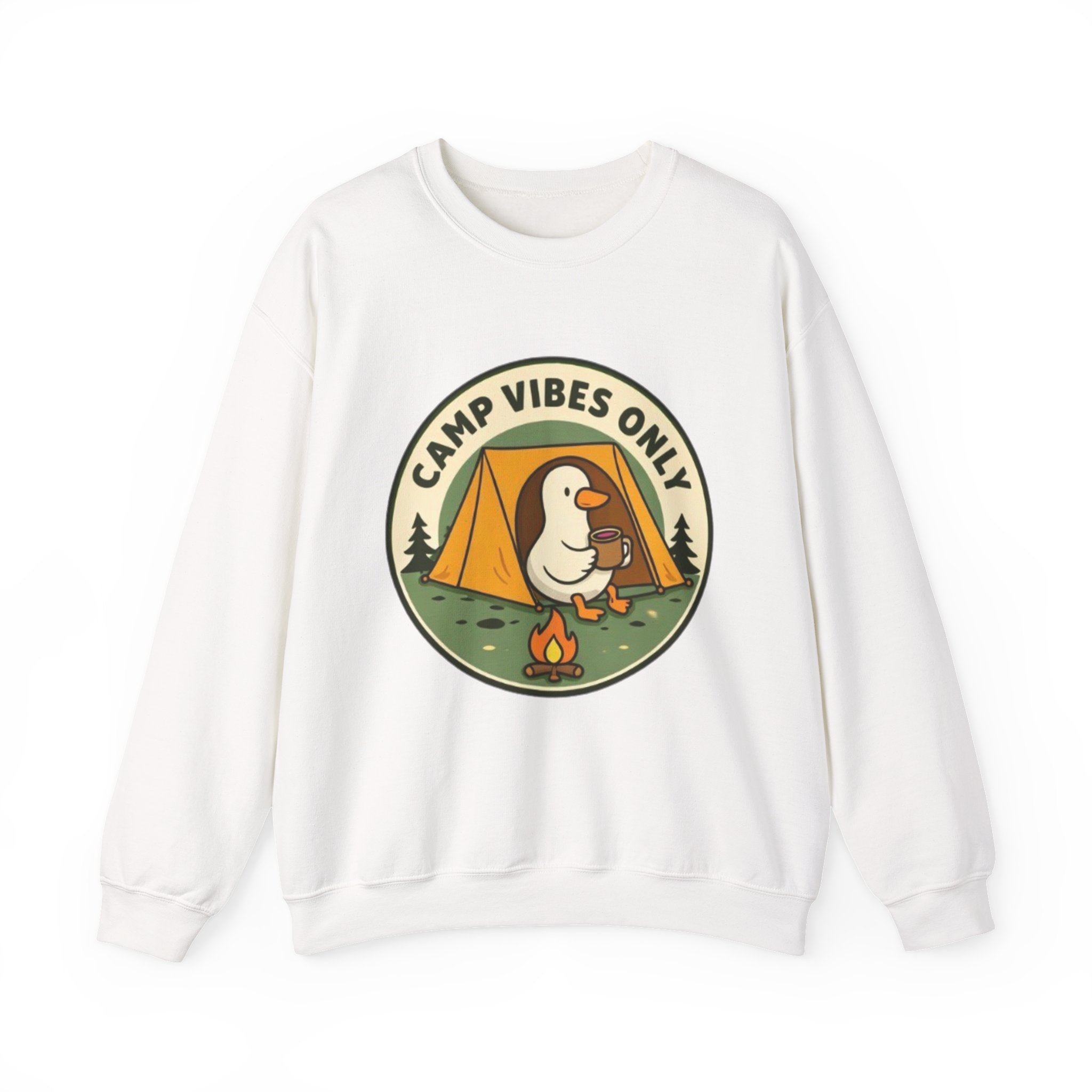 Camp Vibes Crewneck Sweatshirt | Cozy Camping Duck Graphic