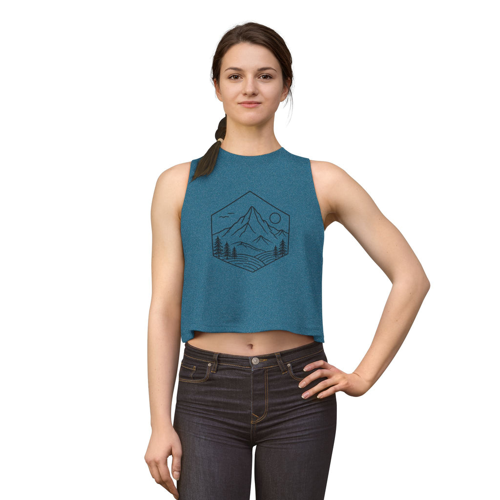 Women's Crop Top | Minimal Mountain Line Art Tank Top