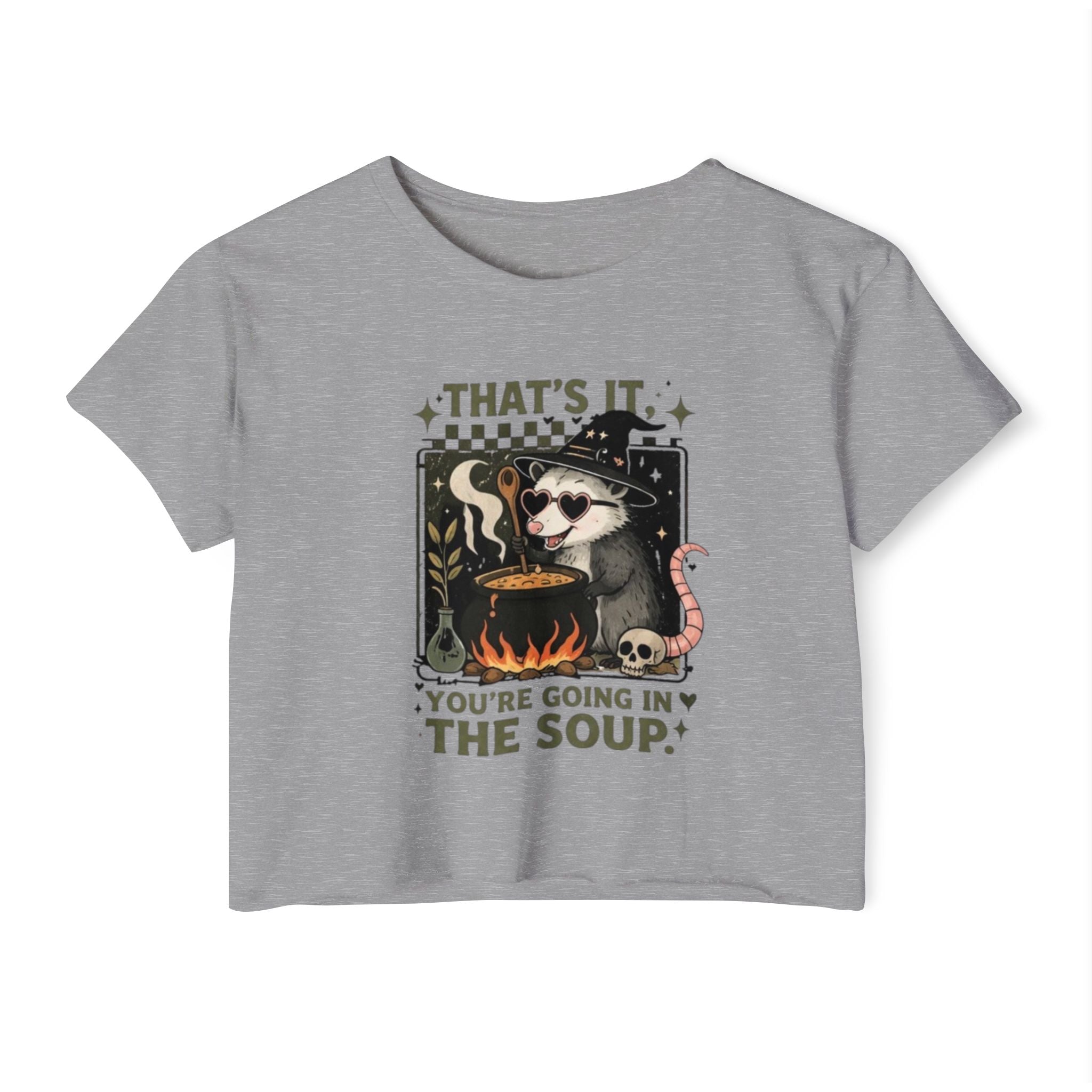 Witchy Opossum Crop Top | "Thats It, Youre Going in the Soup" Festival Tee