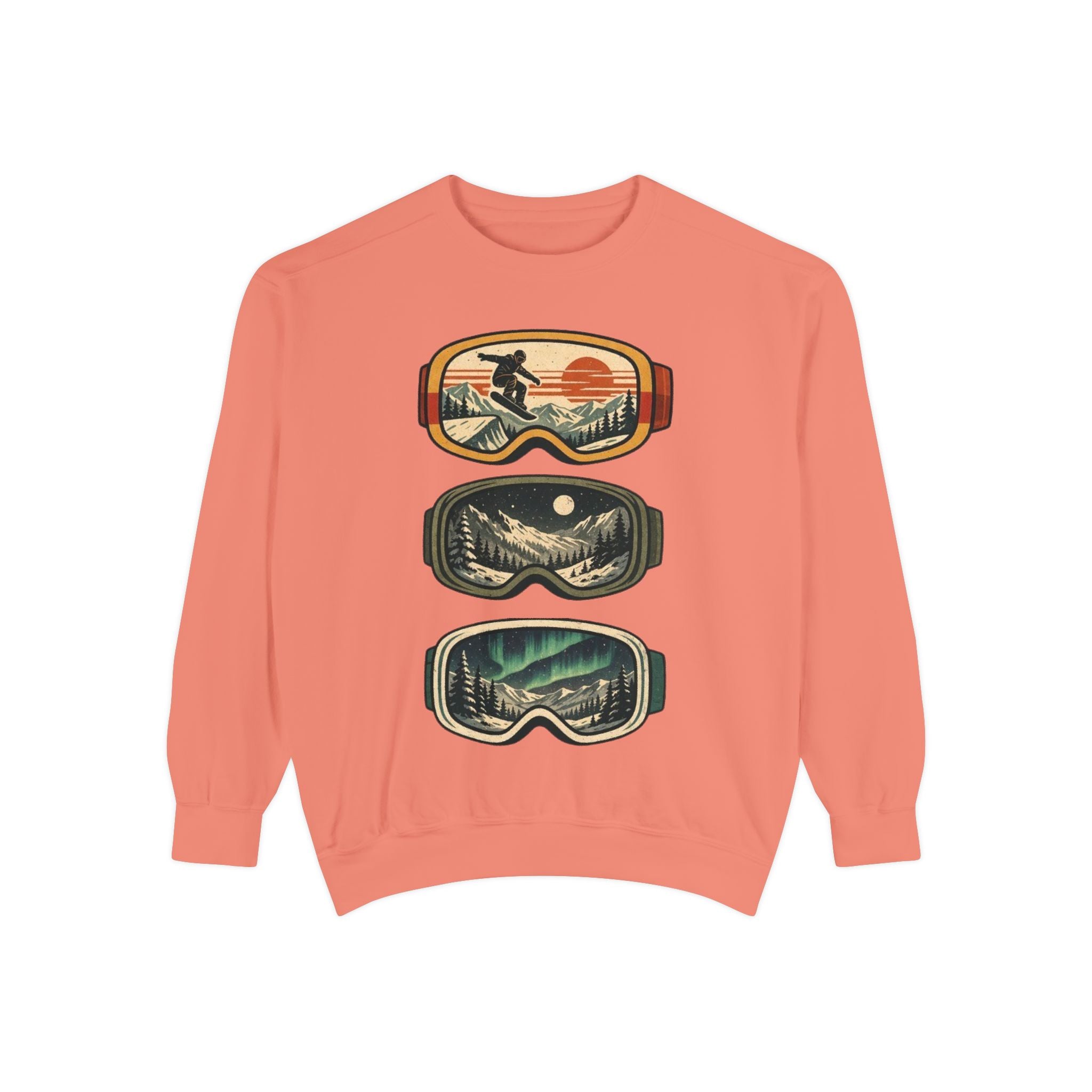 Snow Goggles Graphic Sweatshirt | Mountain Adventure Ski & Snowboard Crewneck