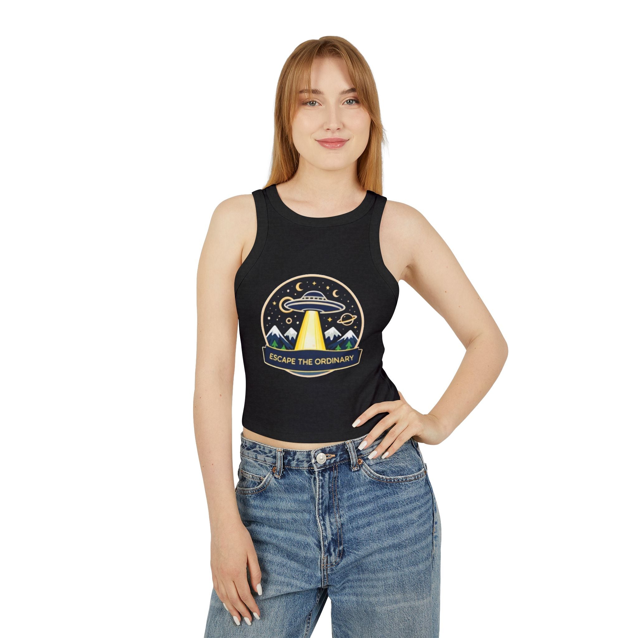 Escape the Ordinary UFO Tank Top | Womens Micro Rib Racer Tank
