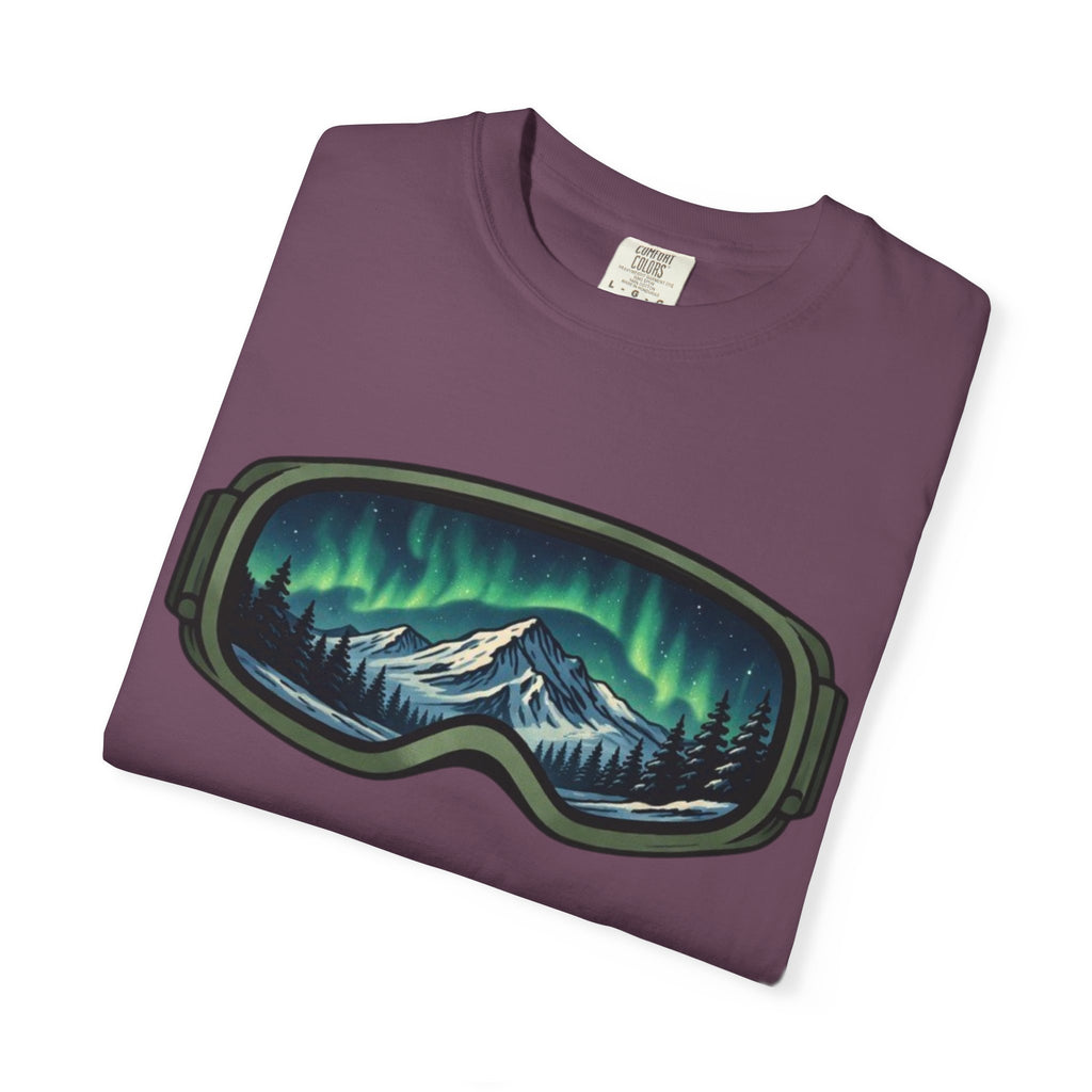 Aurora Ski Goggle T-Shirt | Mountain Night Northern Lights Graphic Tee