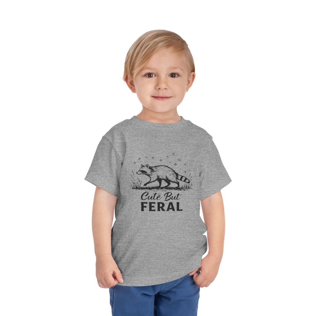 Toddler Tee | "Cute But Feral" Raccoon Graphic