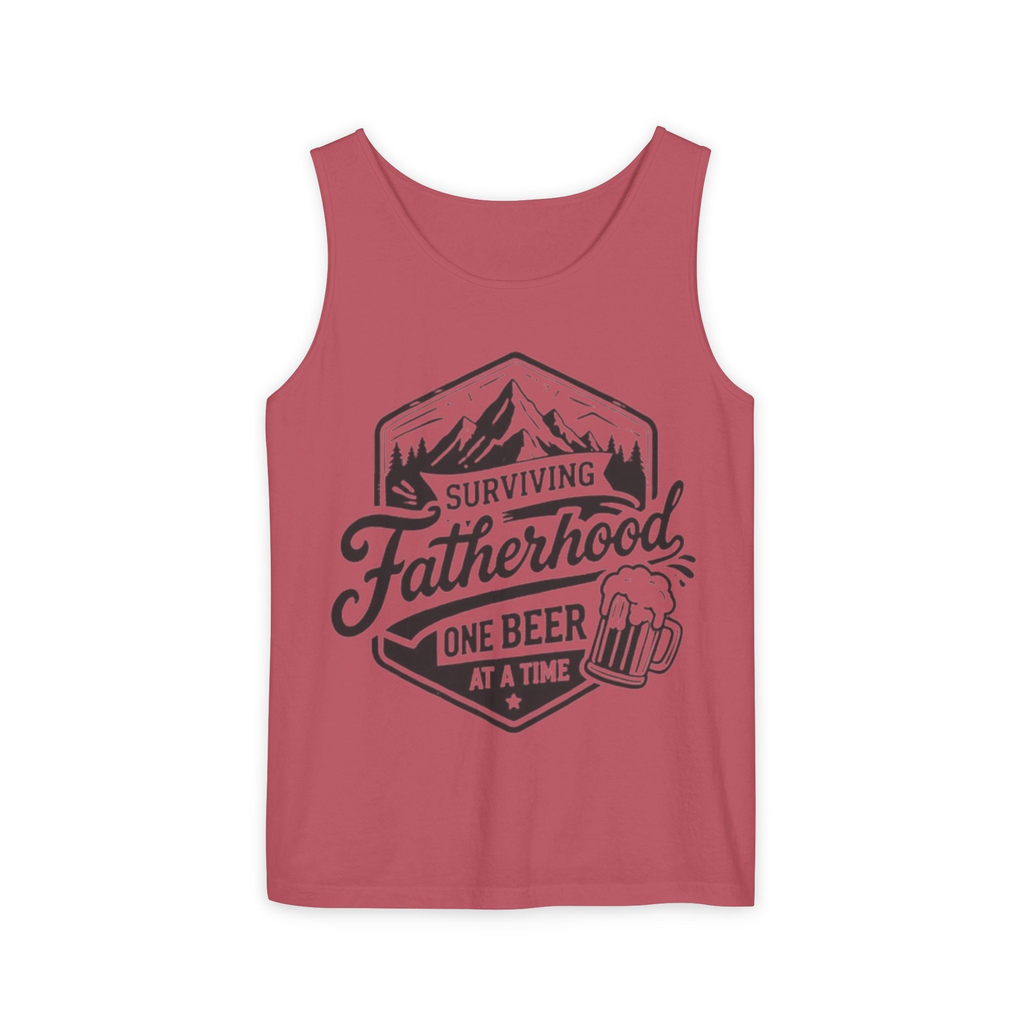Fatherhood Tank Top | "Surviving Fatherhood One Beer at a Time" Graphic