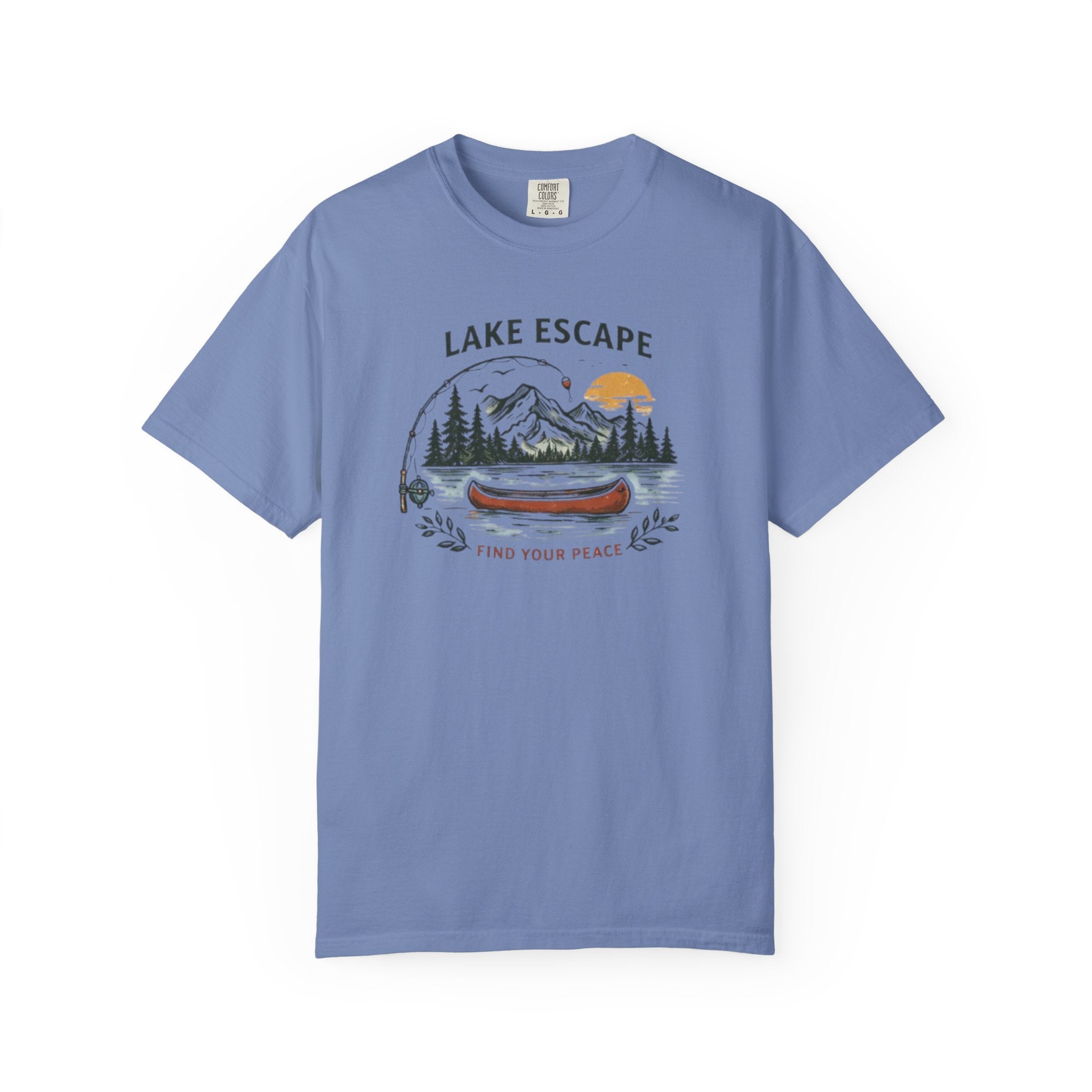 Lake Escape T-Shirt | Canoe Nature Graphic "Find Your Peace" Tee