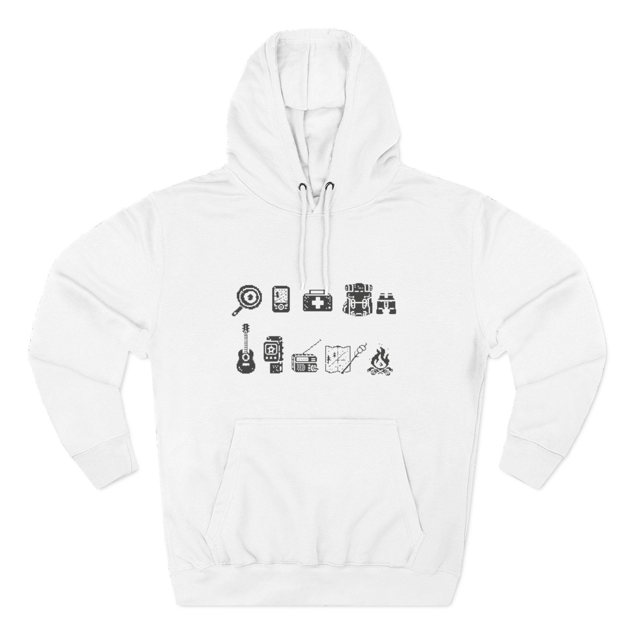 Minimalist Camping Essentials Hoodie | Three-Panel Fleece