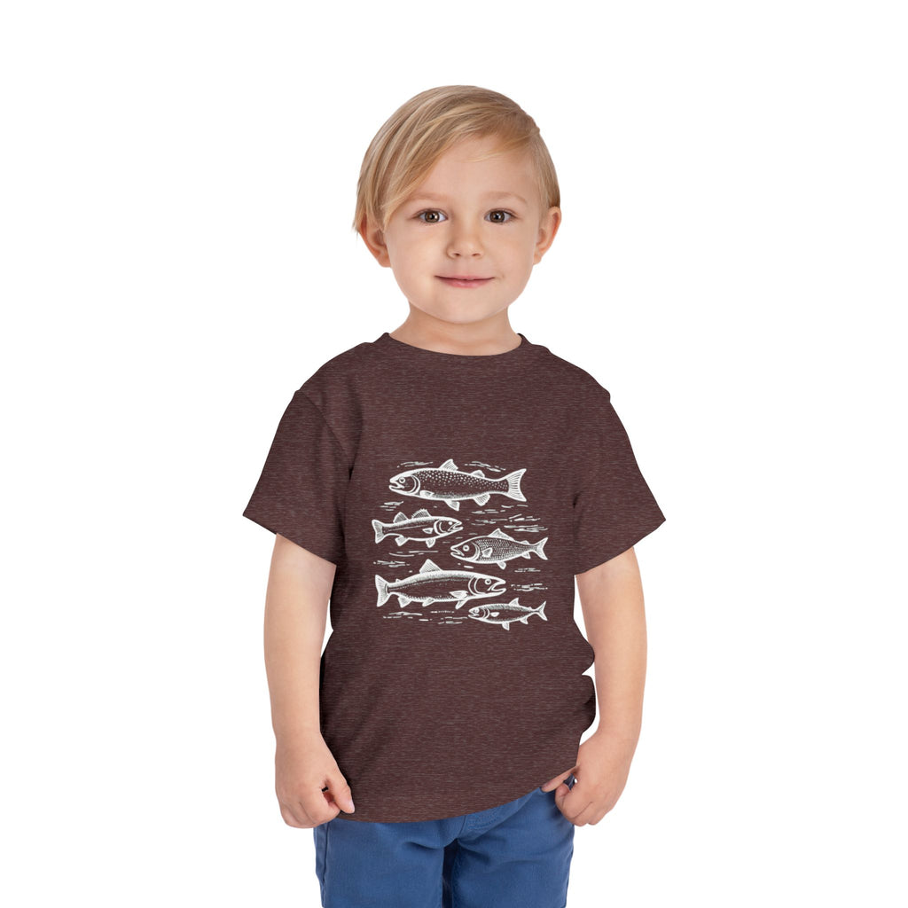 Toddler Tee | Vintage Fish Sketches Kids Short Sleeve Shirt
