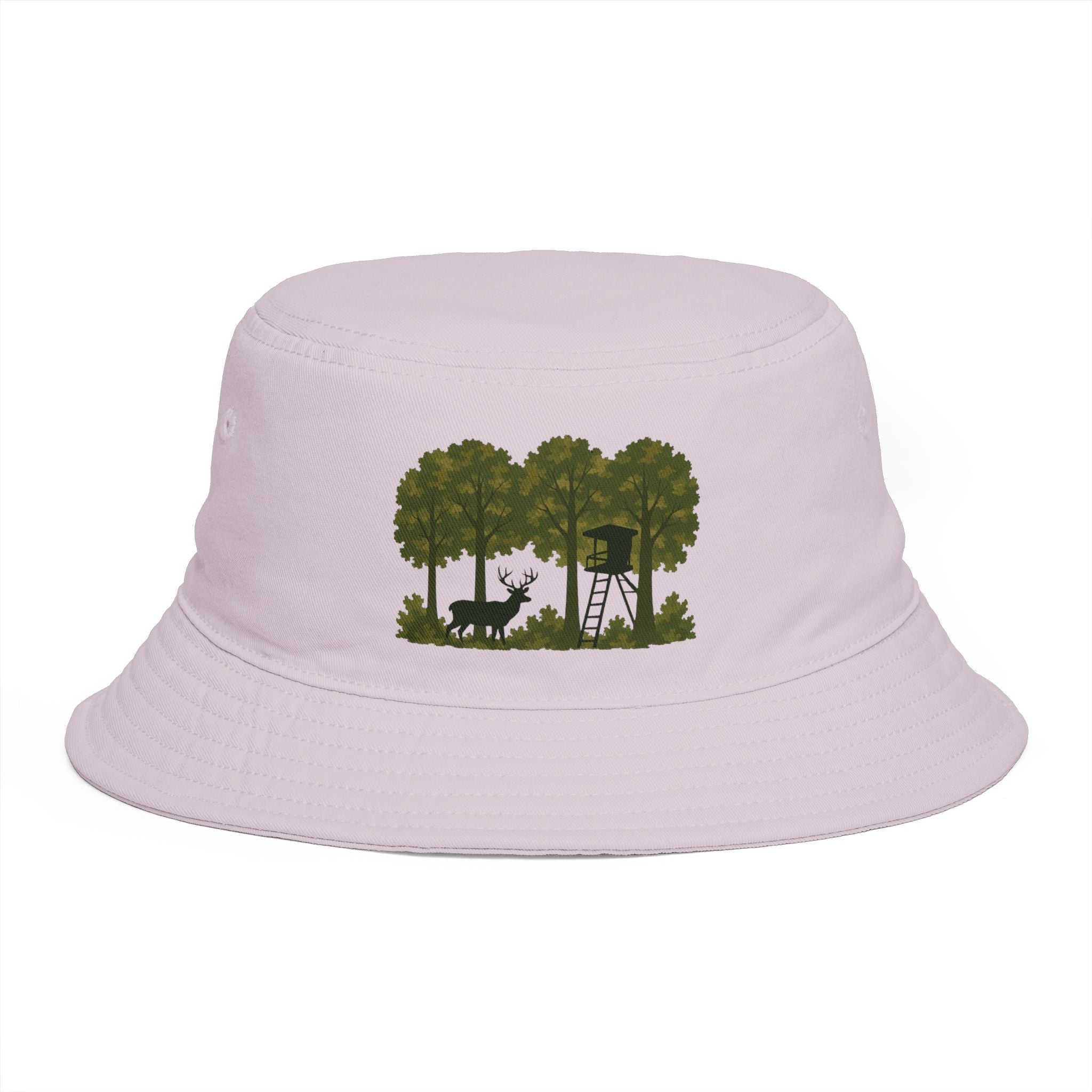 Hunter Scene Bucket Hat | Woodland Deer & Tree Stand Outdoor Bucket Hat