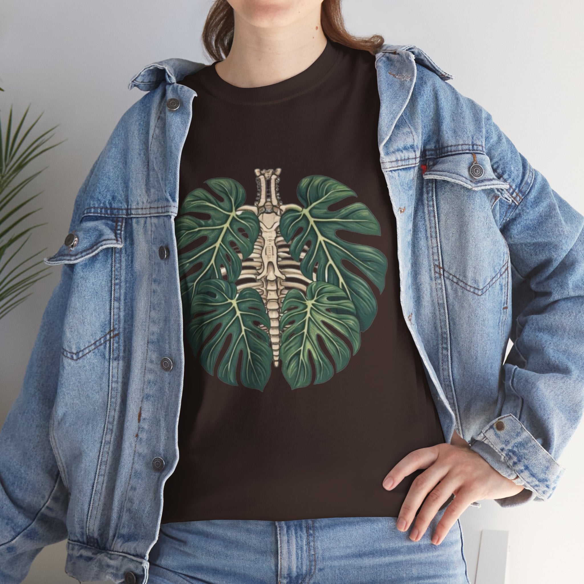 T-Shirt | Tropical Monstera with Brass Skull Botanical Graphic