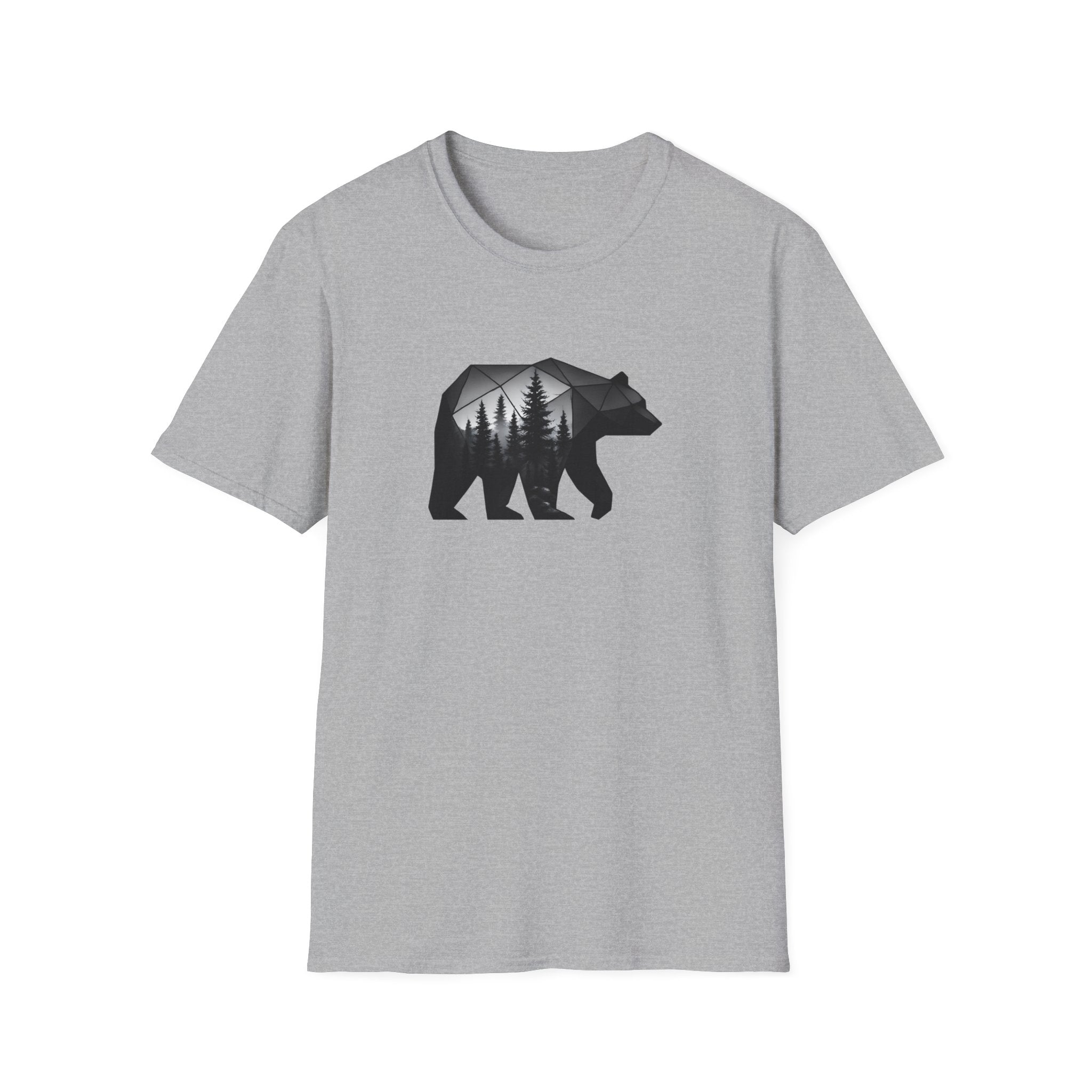 Geometric Bear Forest T-Shirt | Modern Nature Graphic Tee