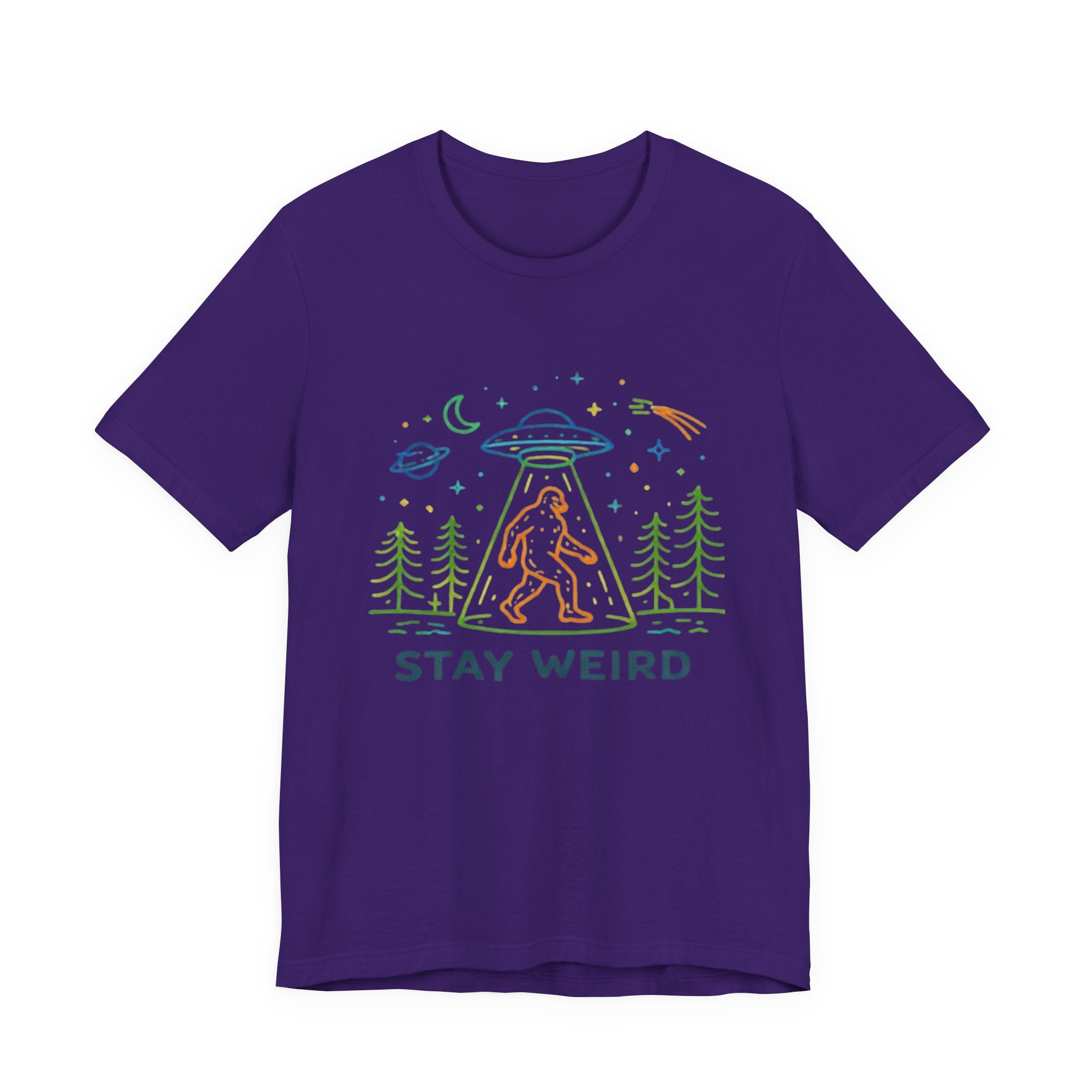 Stay Weird UFO Bigfoot T-Shirt Funny Alien Abduction Graphic Tee