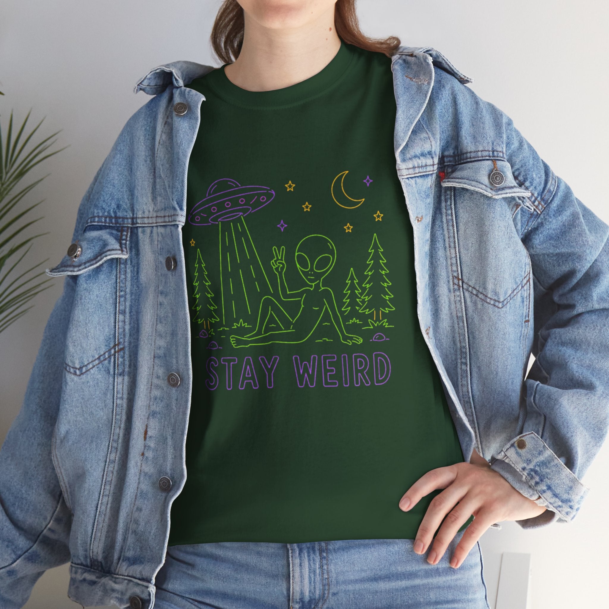 T-Shirt | Pastel UFO "Stay Weird" Graphic Tee