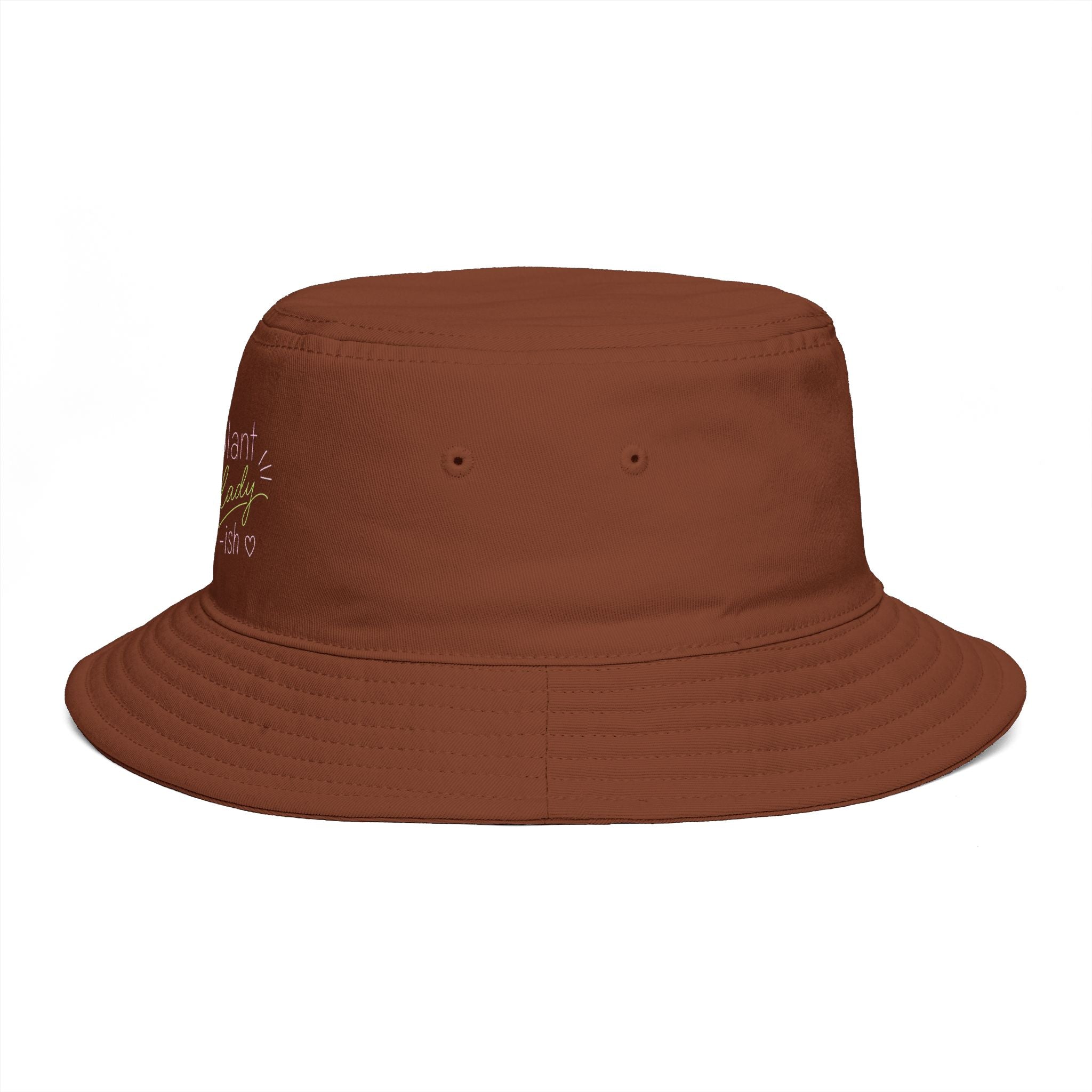Plant Lady-ish Rust Bucket Hat | Embroidered Macrame Hanger Garden Hat