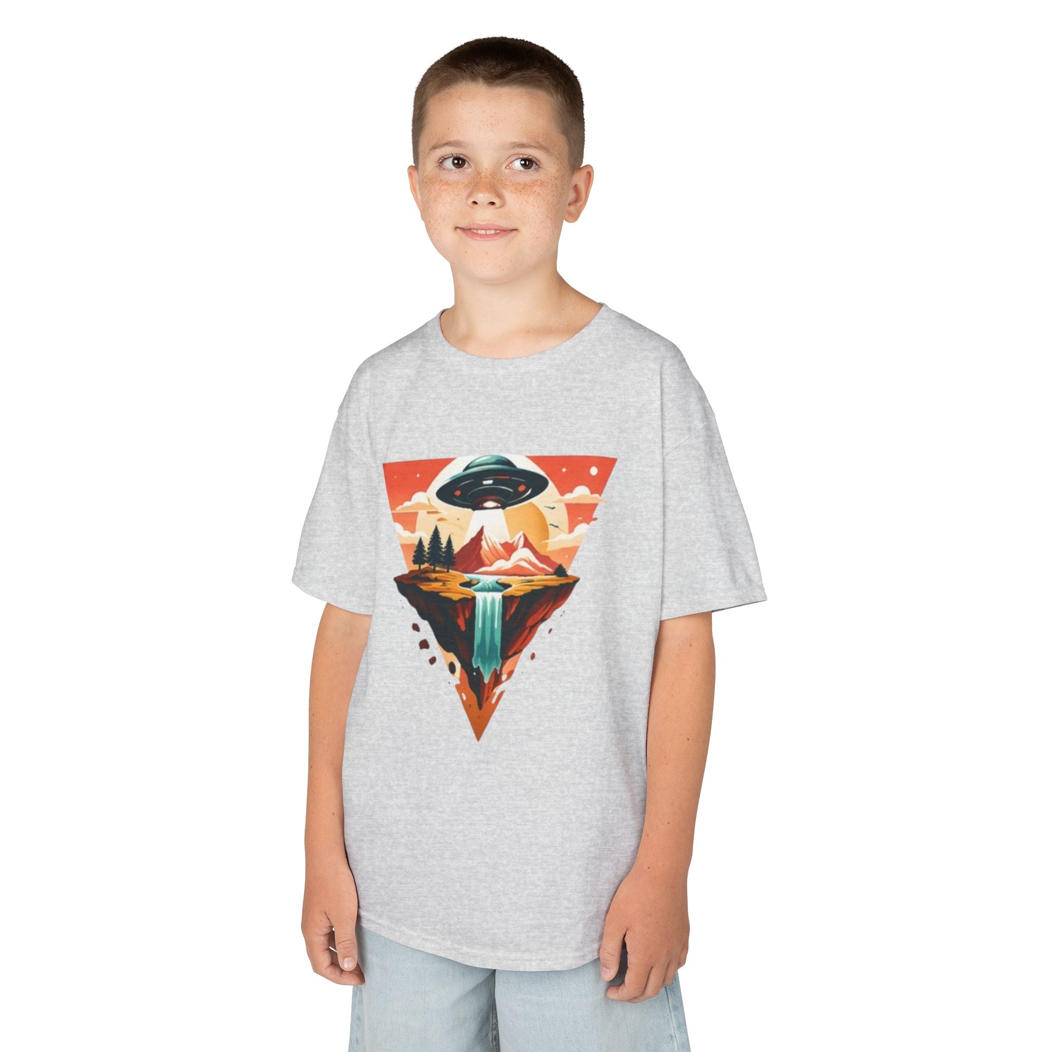 Kids Tee | UFO Mountain Waterfall Adventure Graphic